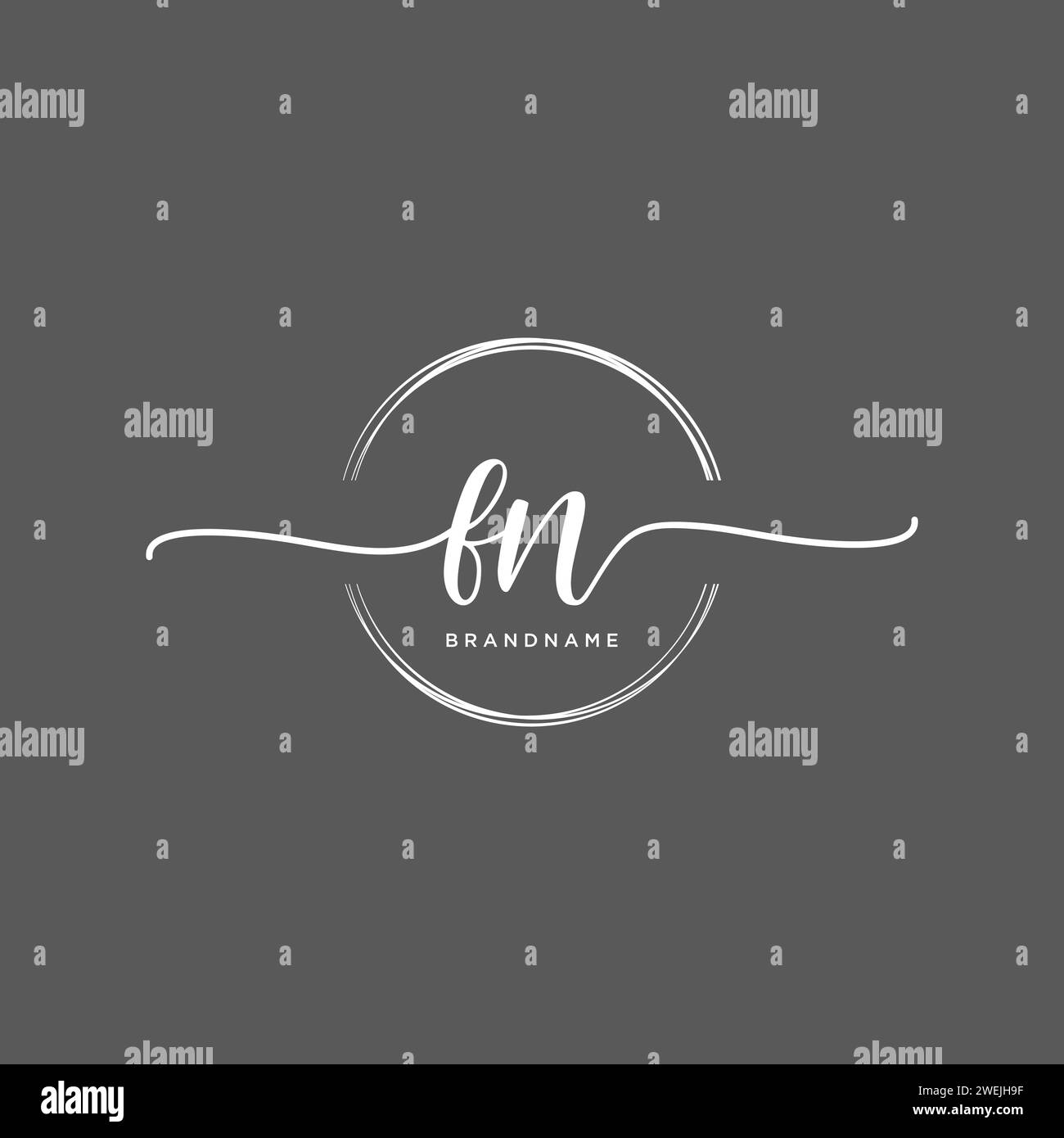 FN Initial handwriting logo with circle Stock Vector