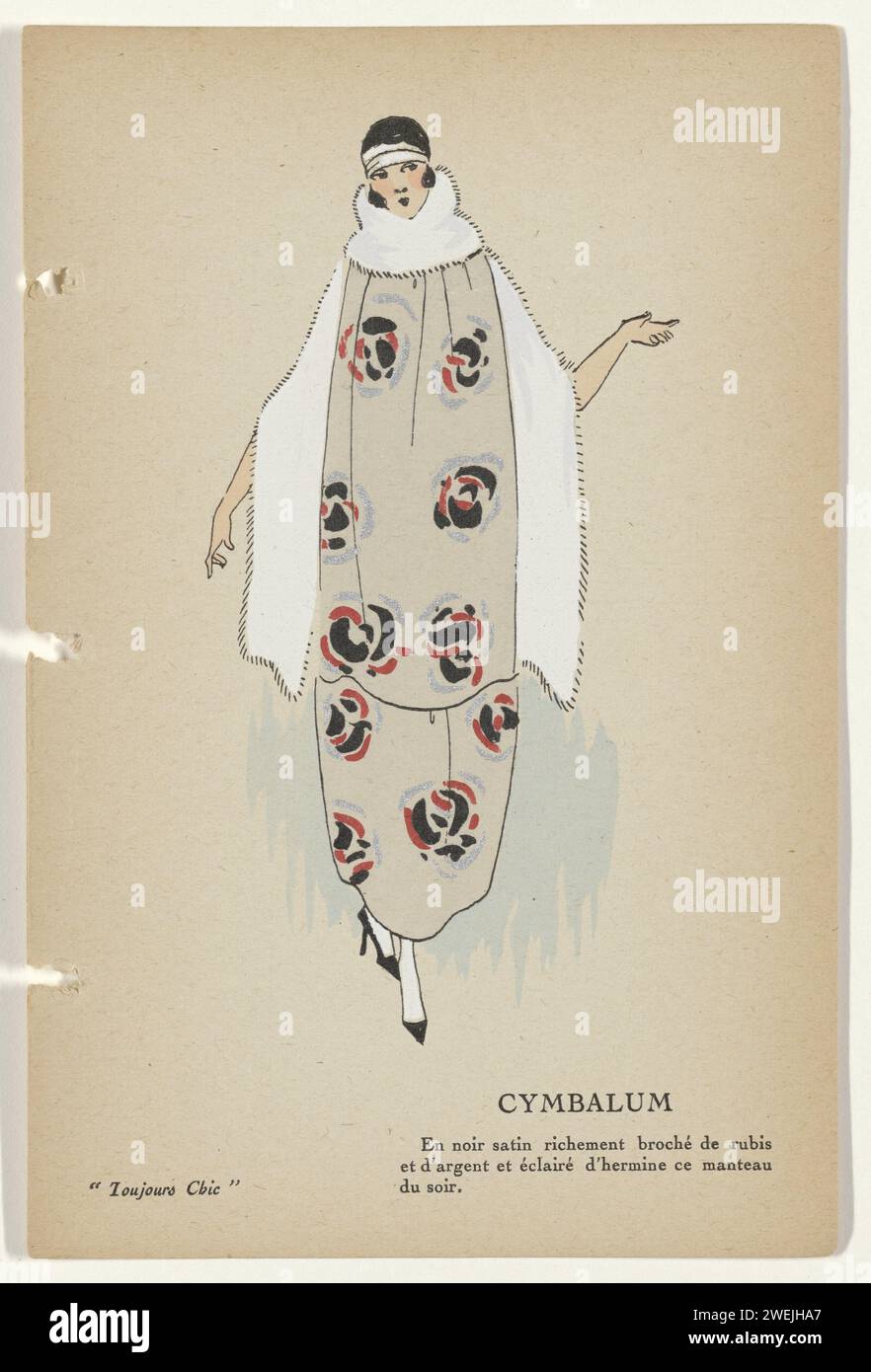 Always chic, the dresses, winter 1921-1922: Cymbalum, 1921 - 1922  Print from catalog 'Toujours Chic' in which an overview of winter fashion 1921-1922 in 80 prints in Pochoir Techniek.  paper letterpress printing fashion plates Stock Photo