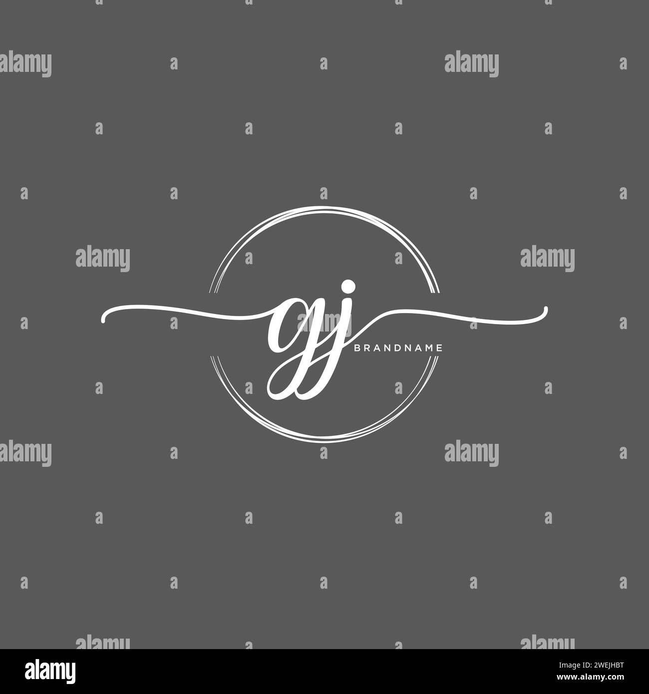 GJ Initial handwriting logo with circle Stock Vector