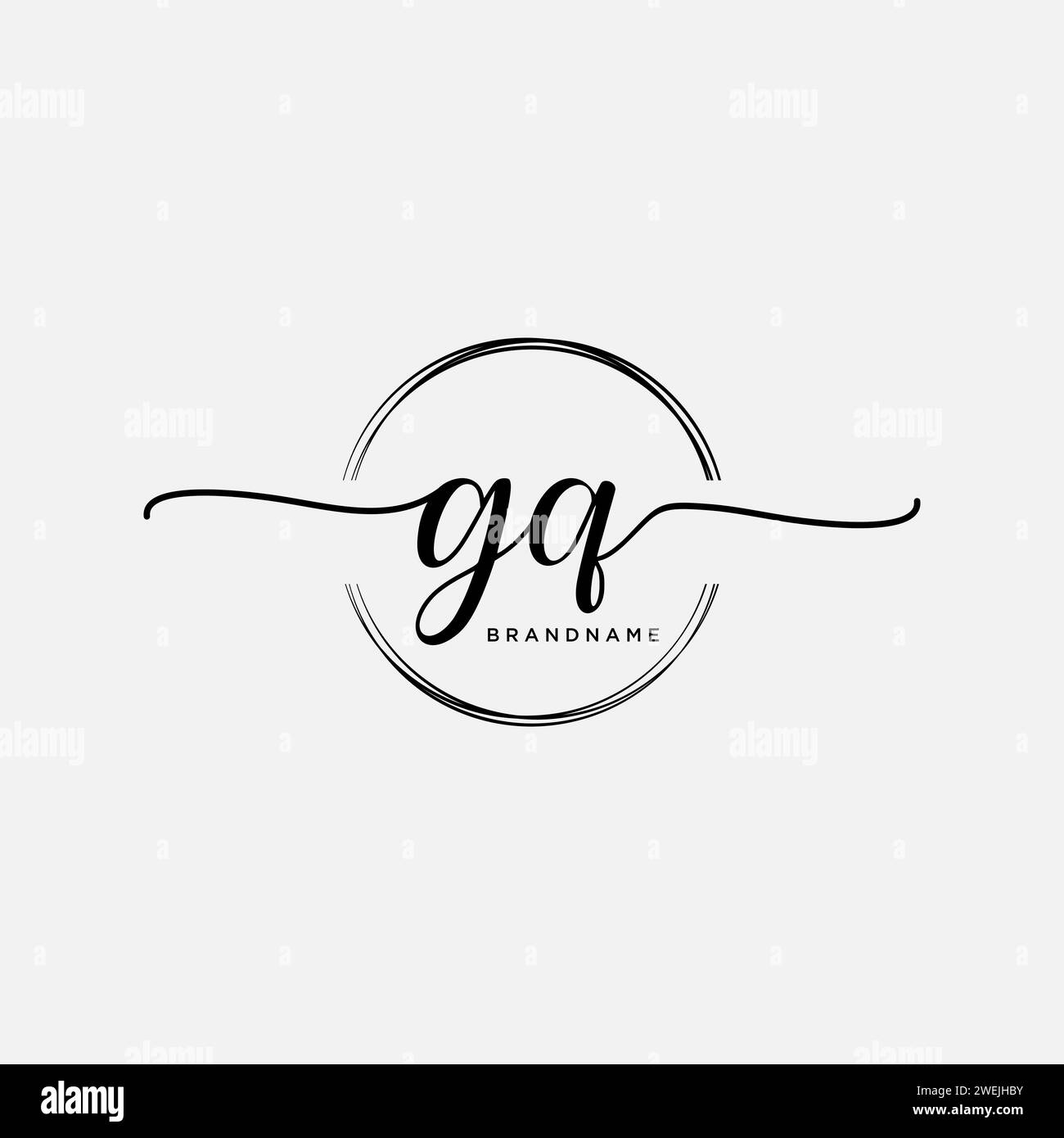 GQ Initial handwriting logo with circle Stock Vector