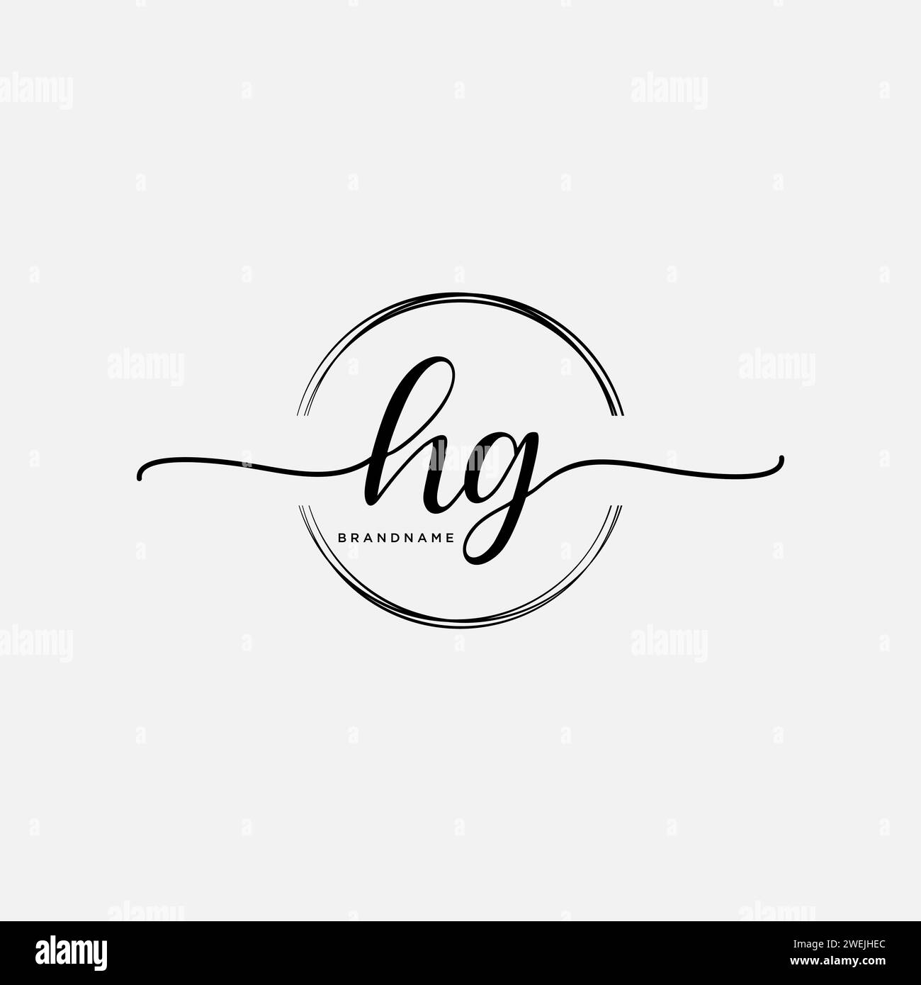 HG Initial handwriting logo with circle Stock Vector