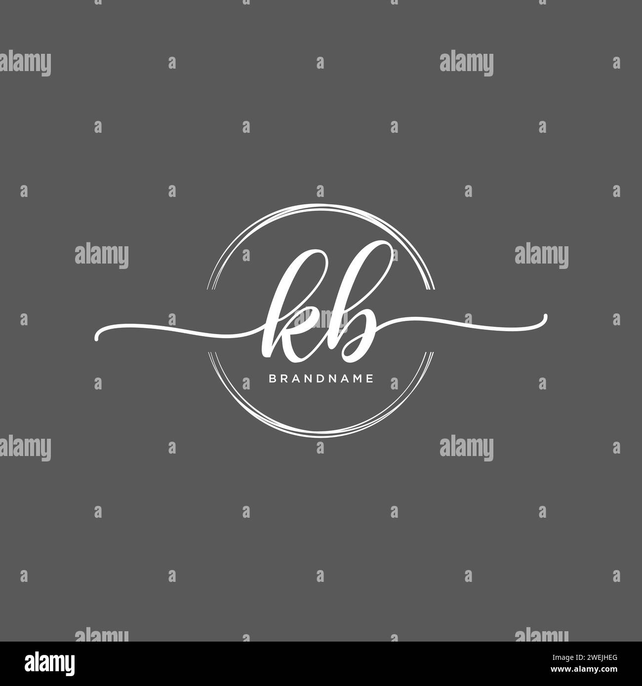 KB Initial handwriting logo with circle Stock Vector