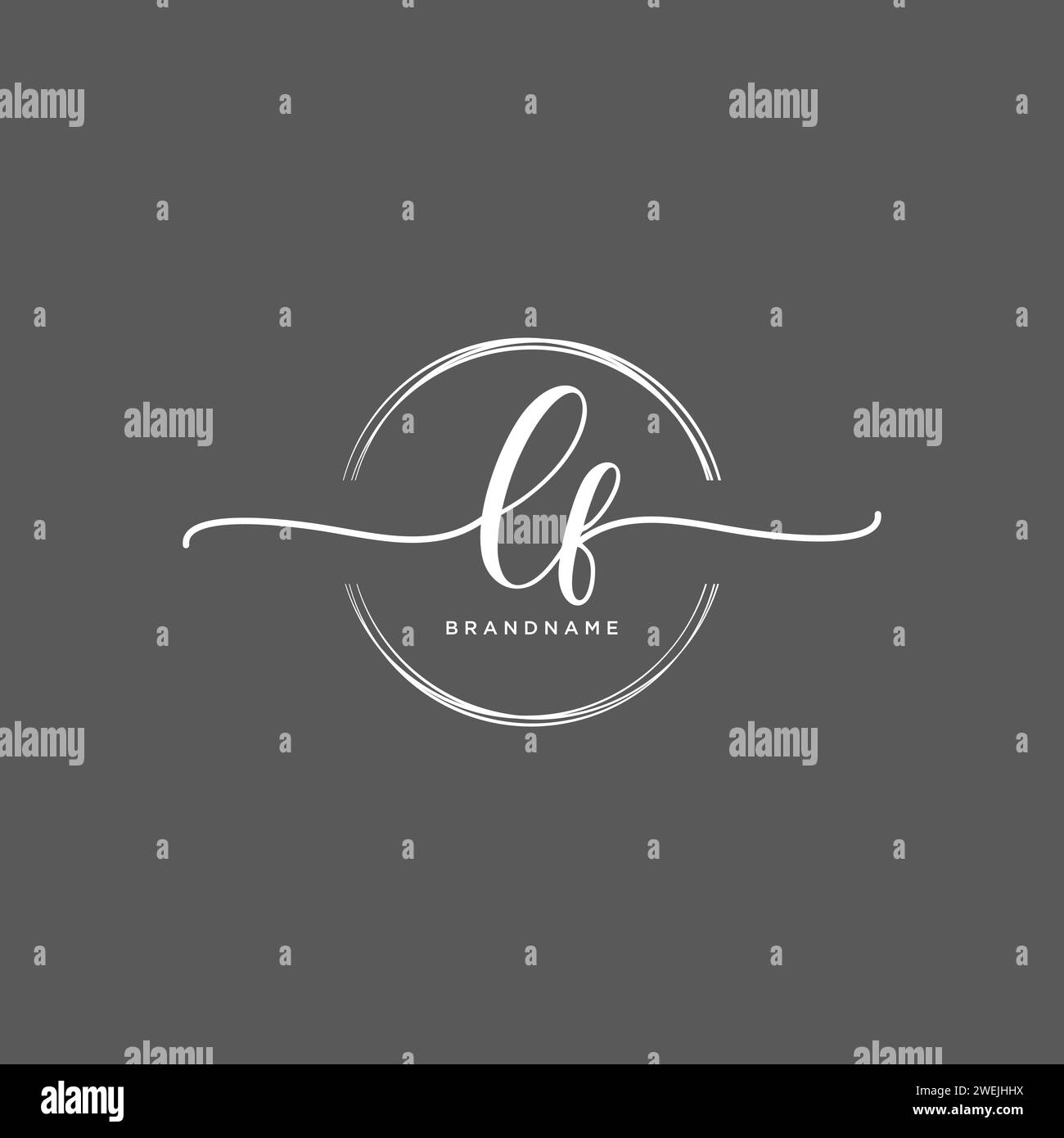 LF Initial handwriting logo with circle Stock Vector