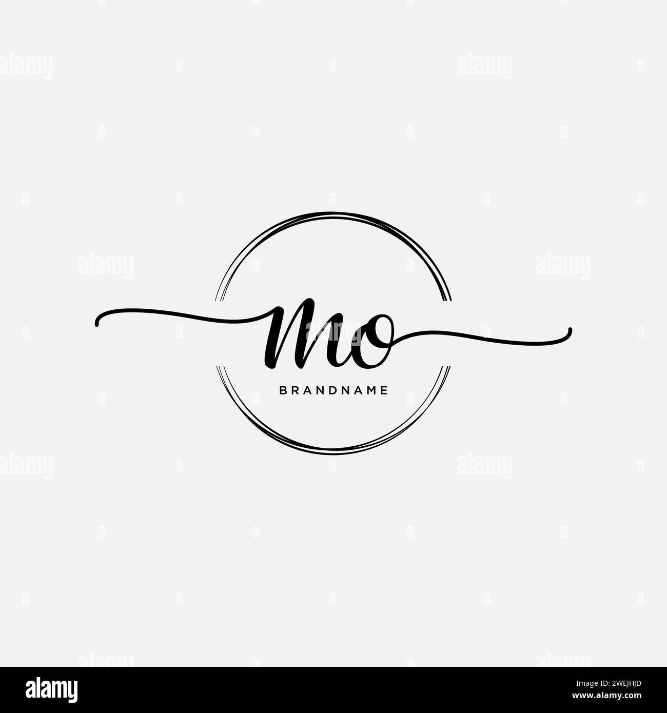 MO Initial handwriting logo with circle Stock Vector