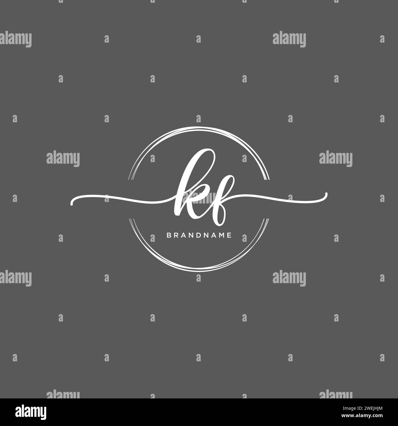 KF Initial handwriting logo with circle Stock Vector