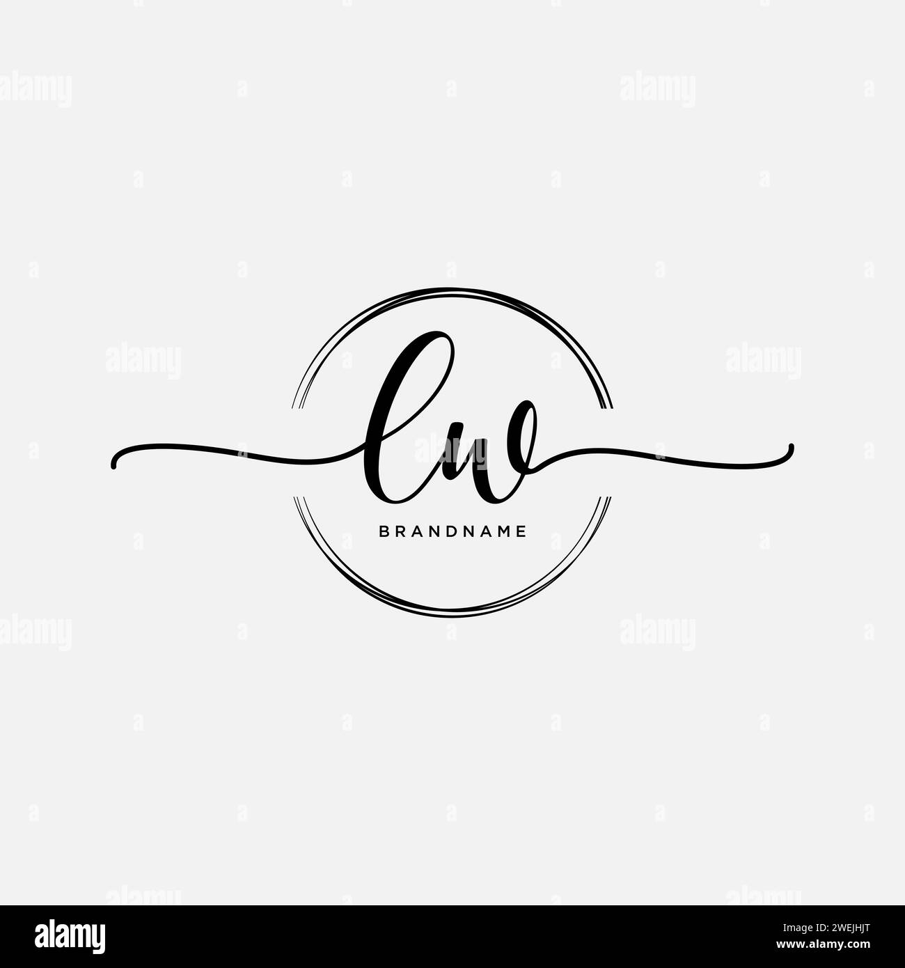 LW Initial handwriting logo with circle Stock Vector