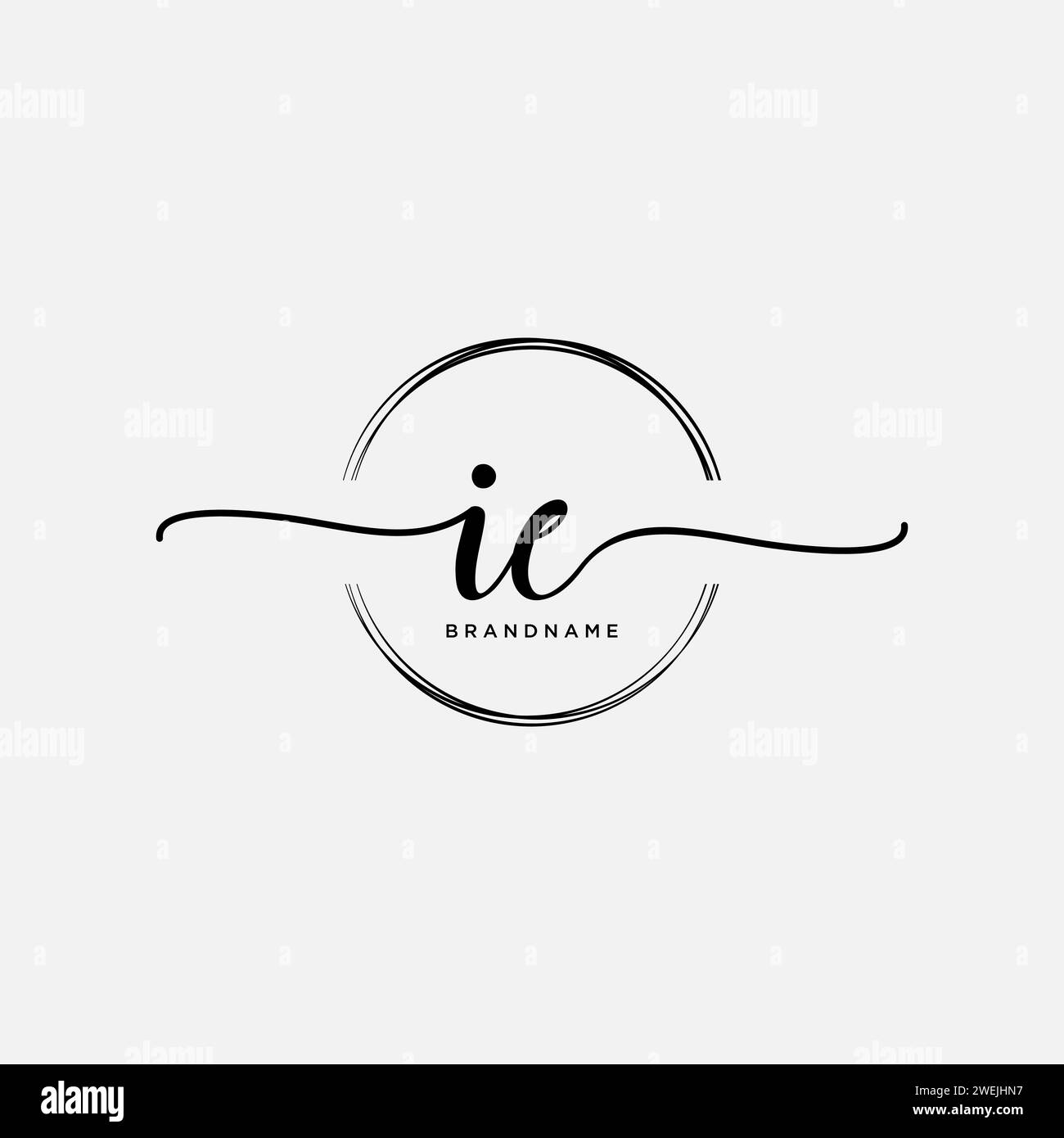 IE Initial handwriting logo with circle Stock Vector