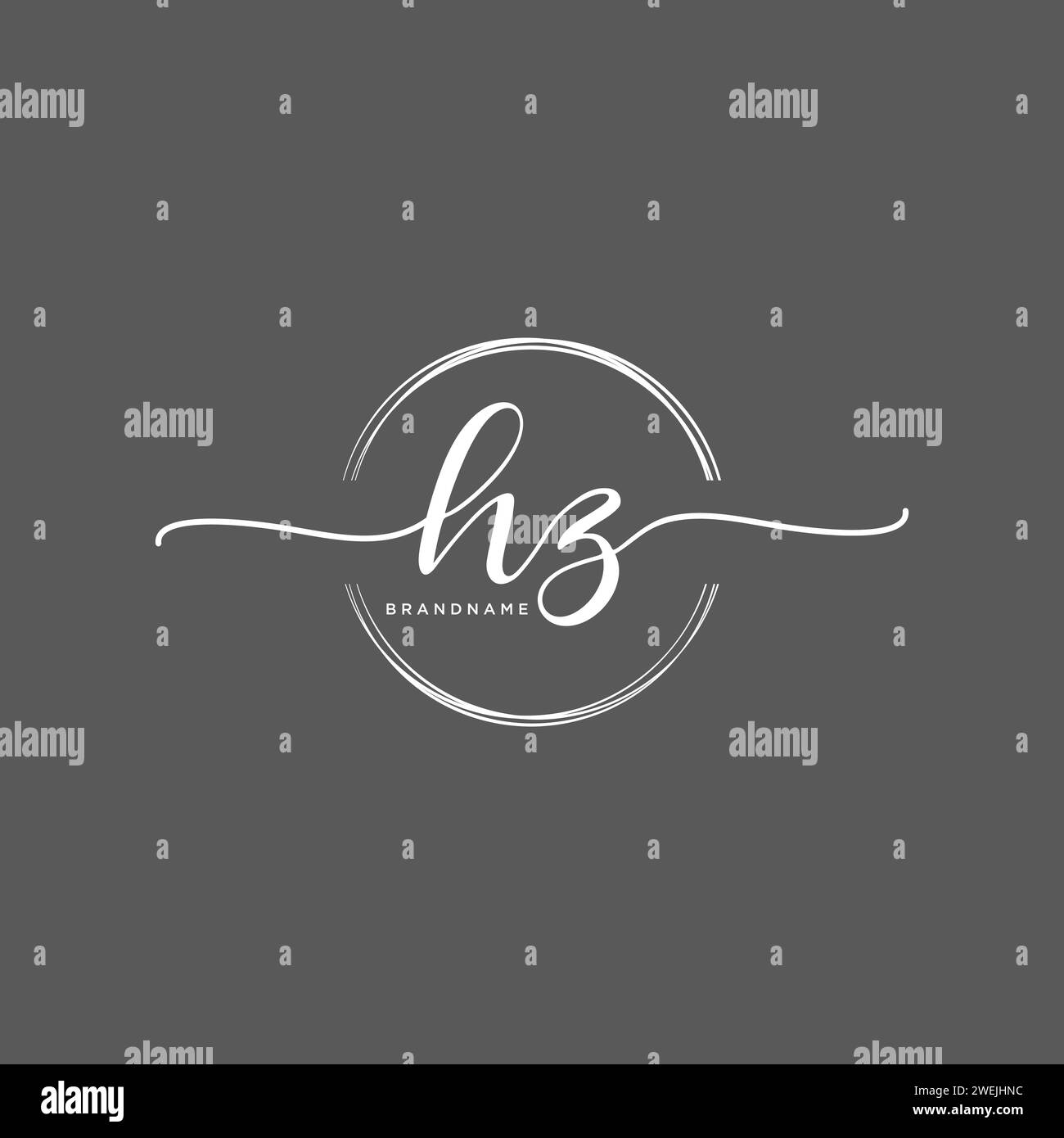 HZ Initial handwriting logo with circle Stock Vector