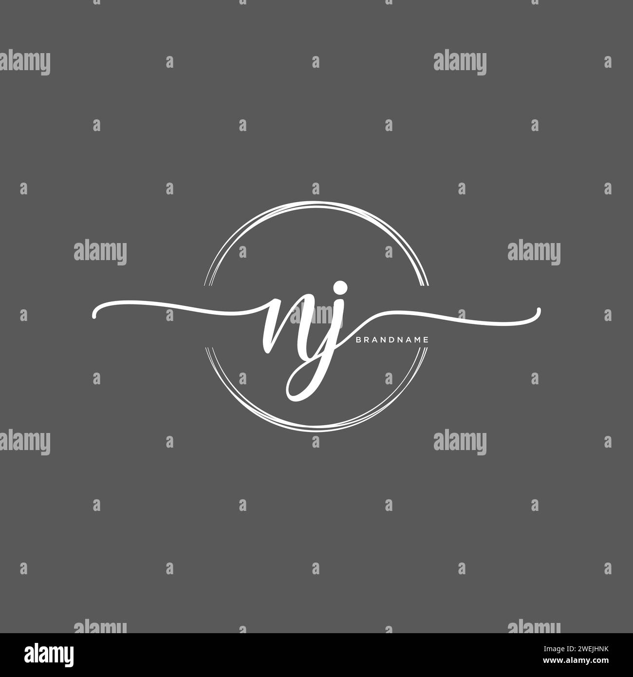 NJ Initial handwriting logo with circle Stock Vector