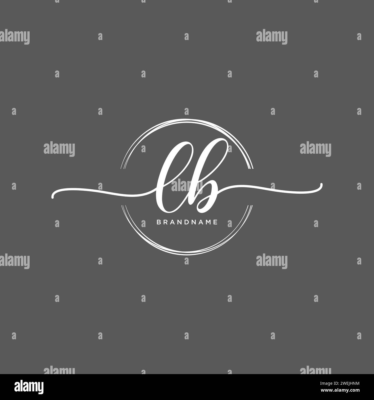 LB Initial handwriting logo with circle Stock Vector