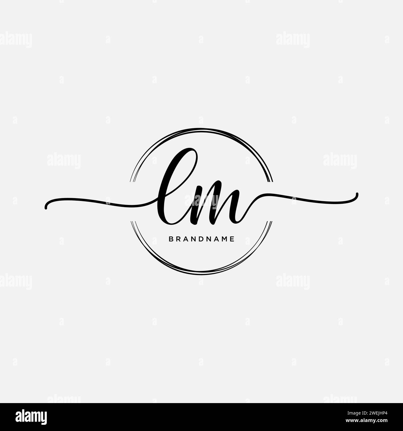 LM Initial handwriting logo with circle Stock Vector