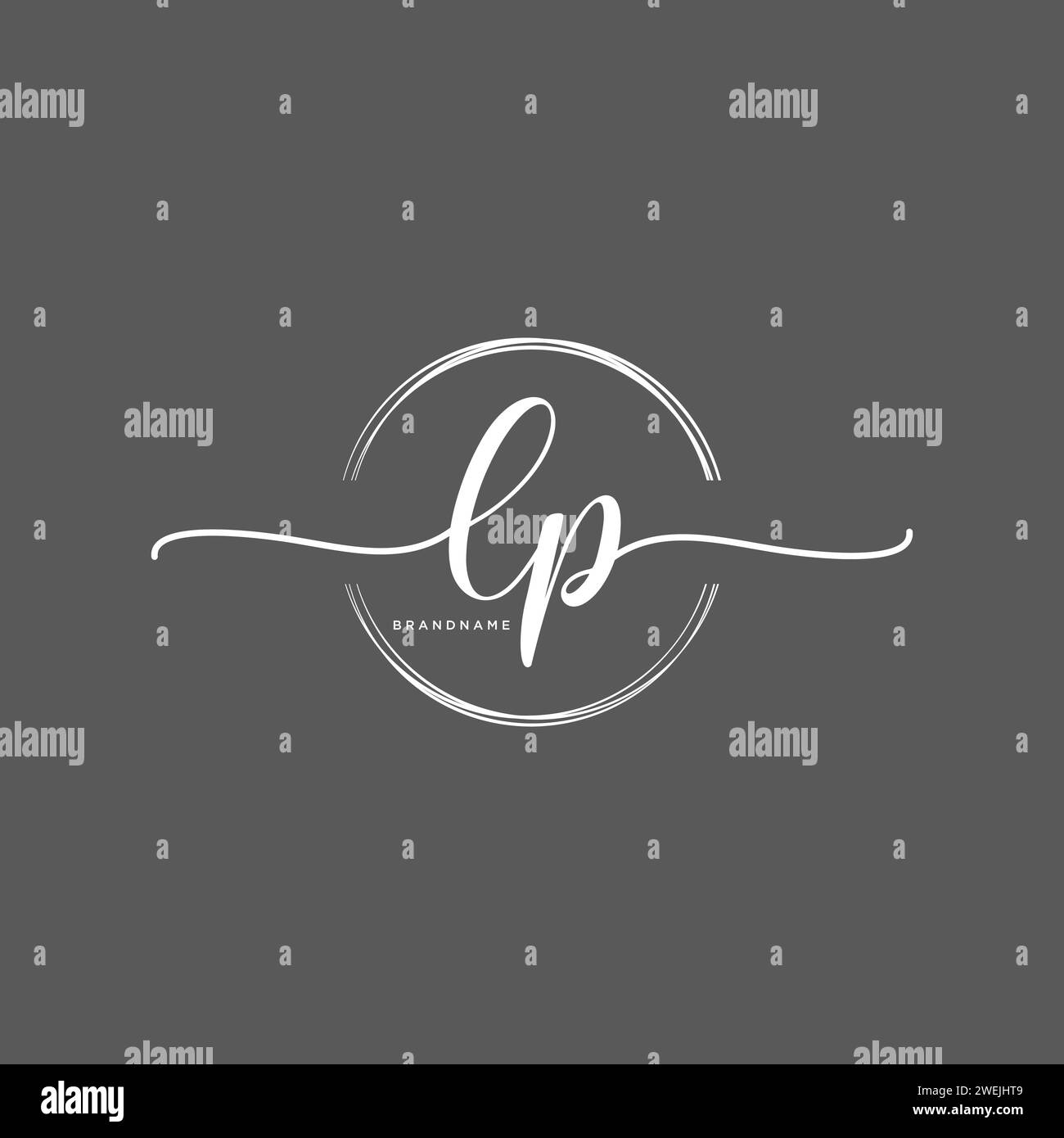 LP Initial handwriting logo with circle Stock Vector