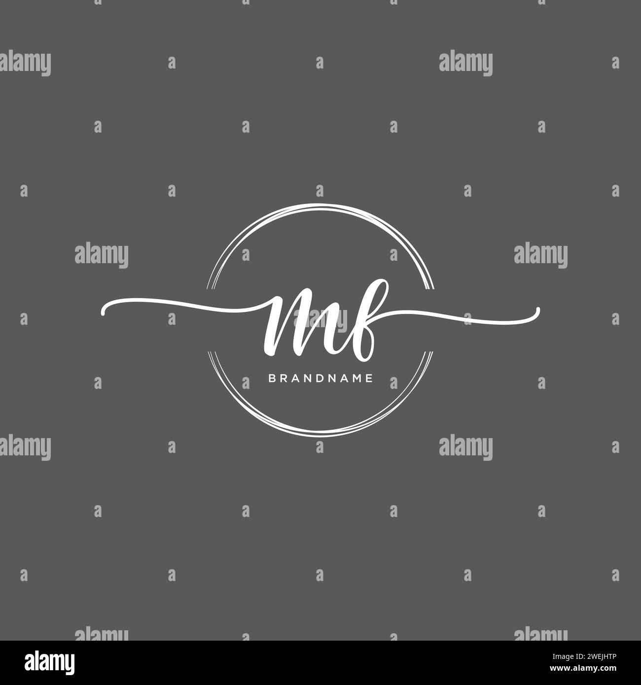 MF Initial handwriting logo with circle Stock Vector