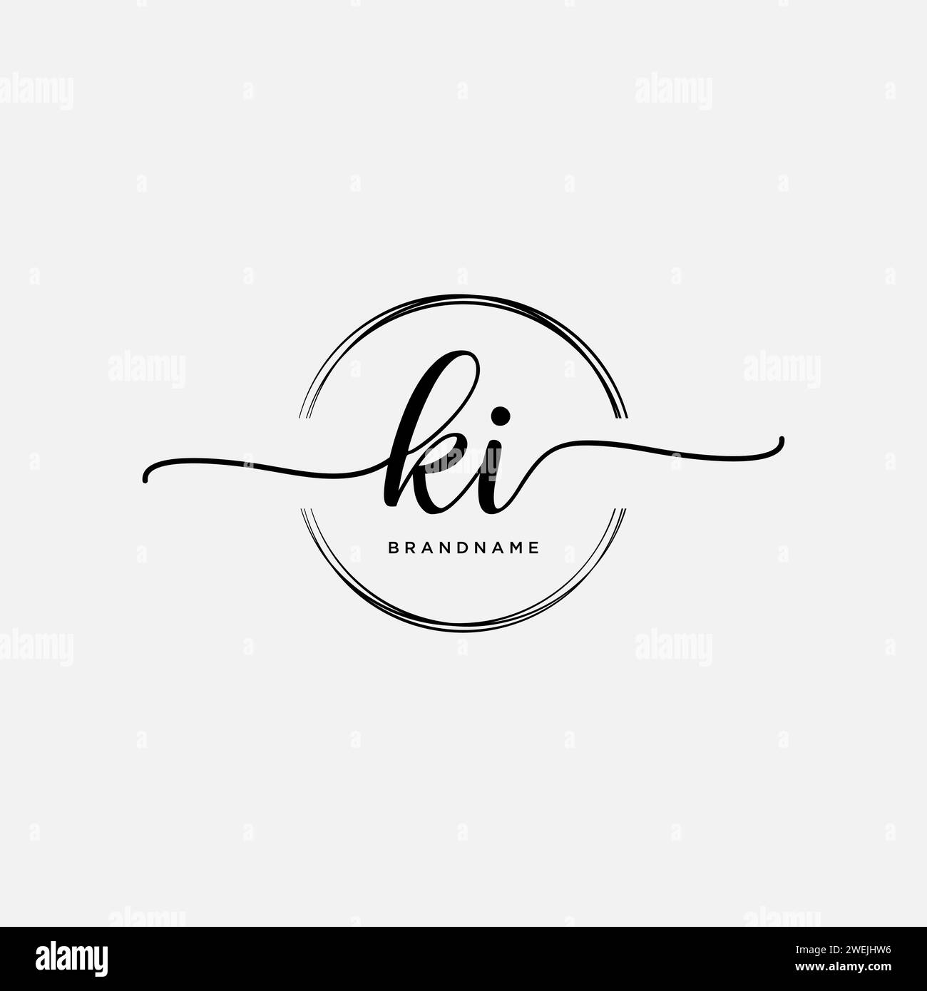 KI Initial handwriting logo with circle Stock Vector
