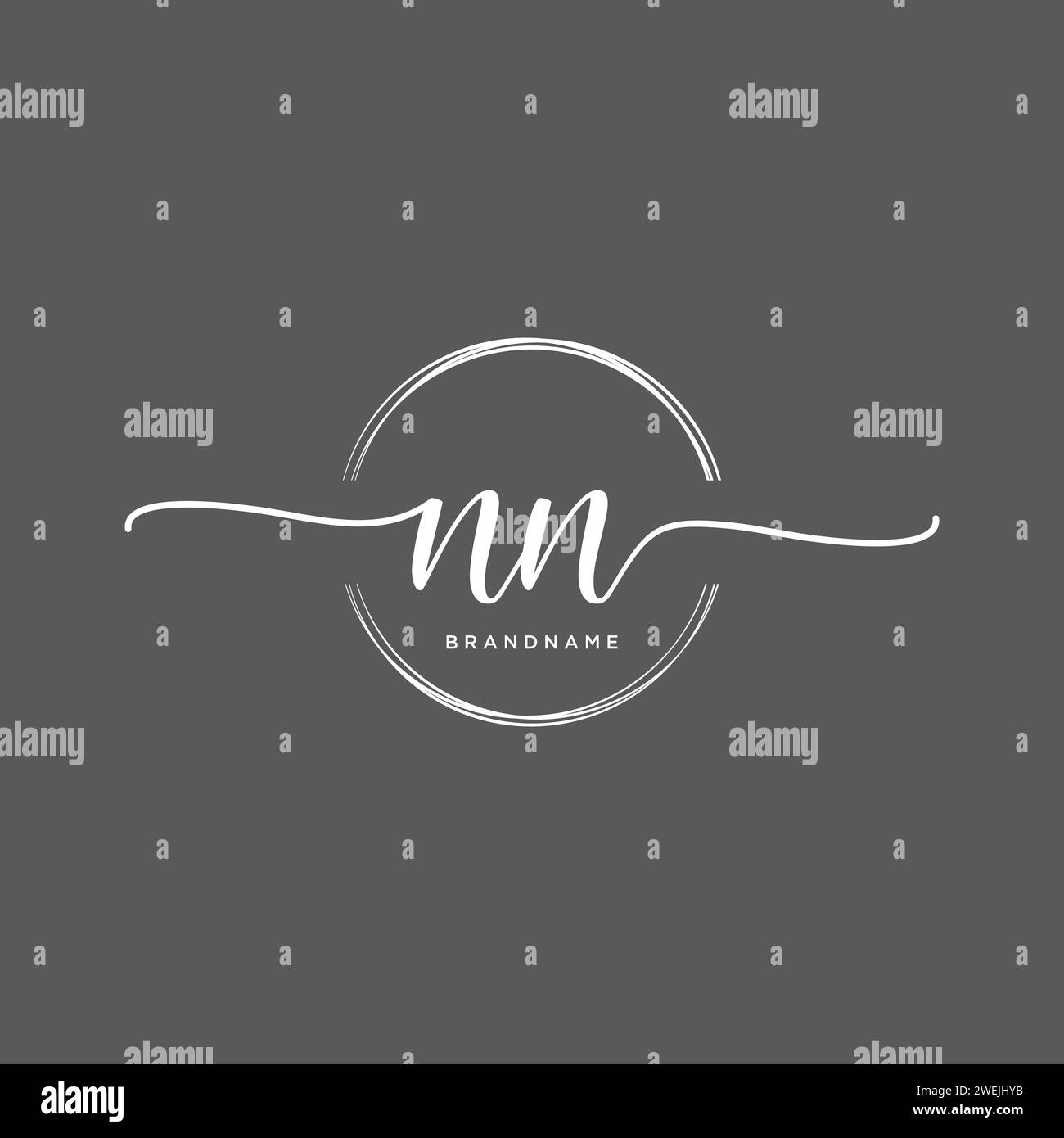 NN Initial handwriting logo with circle Stock Vector