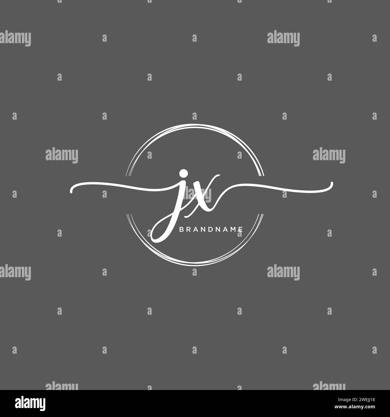 JX Initial handwriting logo with circle Stock Vector