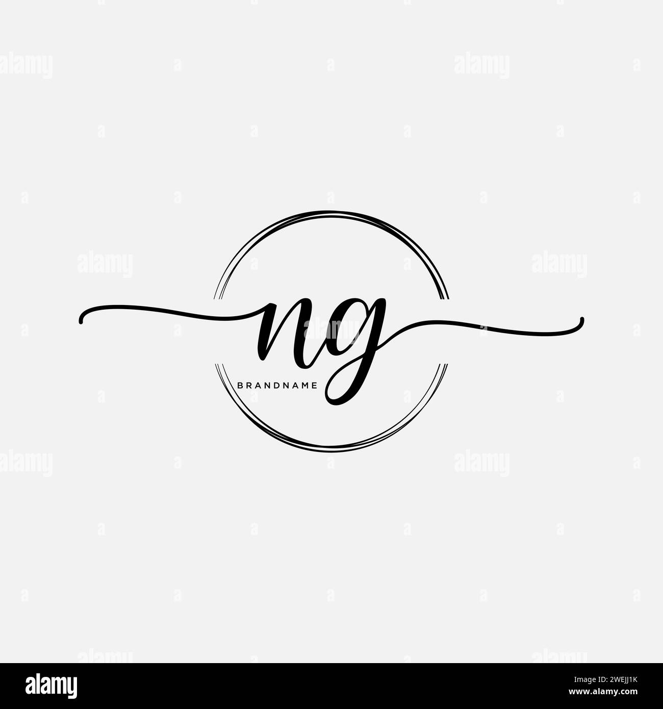 NG Initial handwriting logo with circle Stock Vector