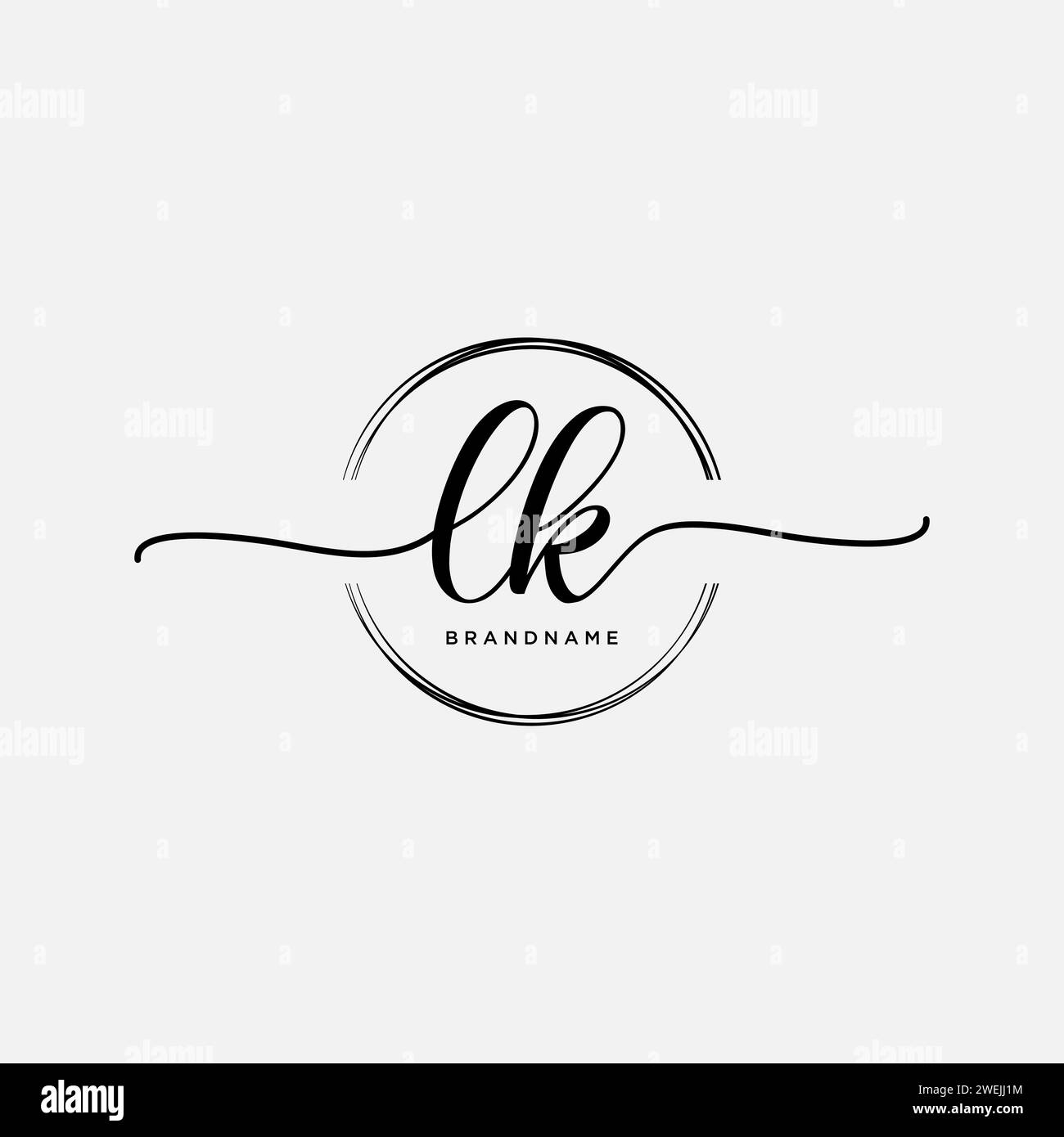 LK Initial handwriting logo with circle Stock Vector