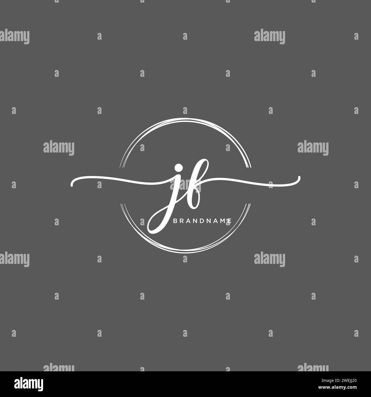 JF Initial handwriting logo with circle Stock Vector