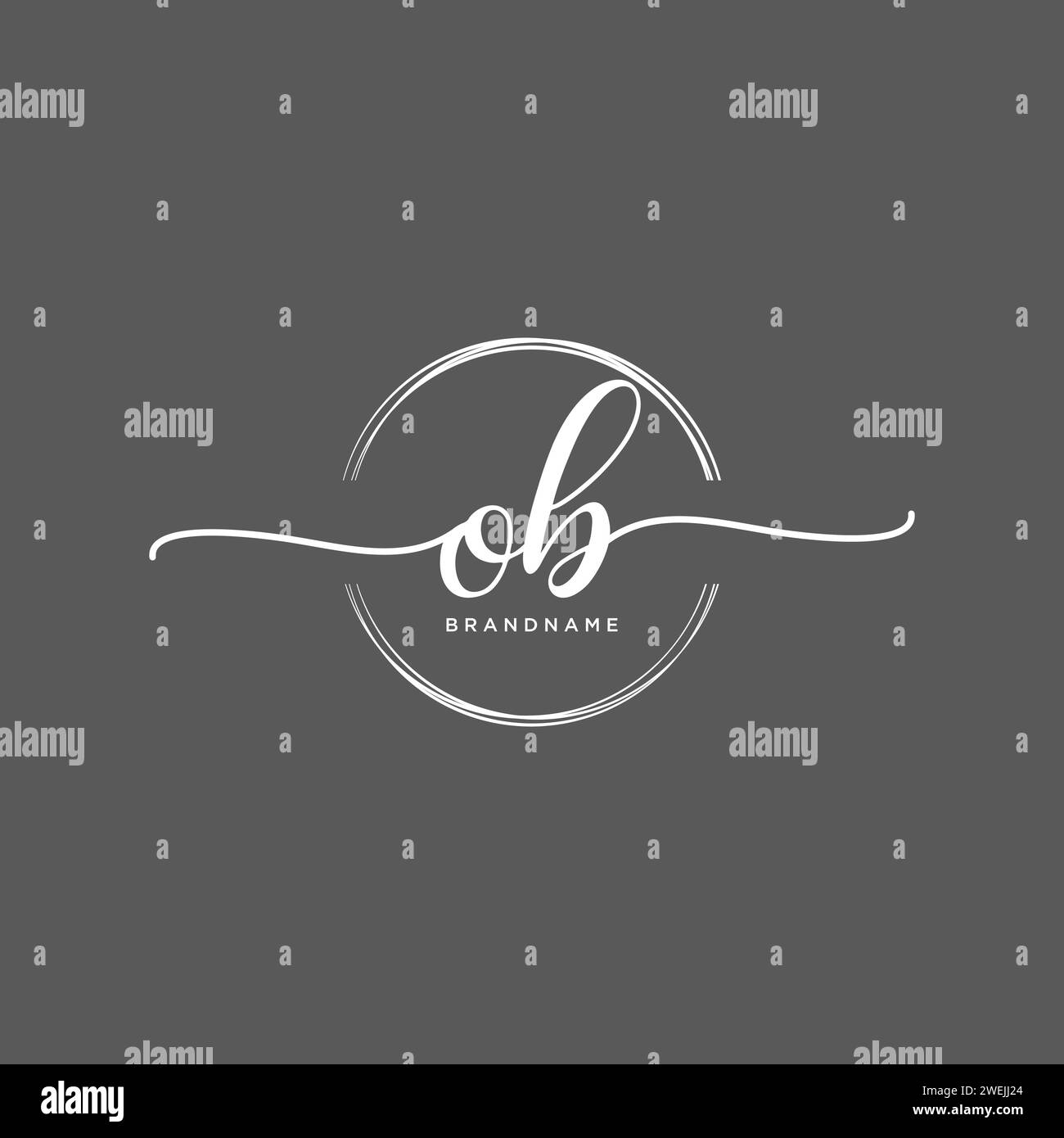 OB Initial handwriting logo with circle Stock Vector
