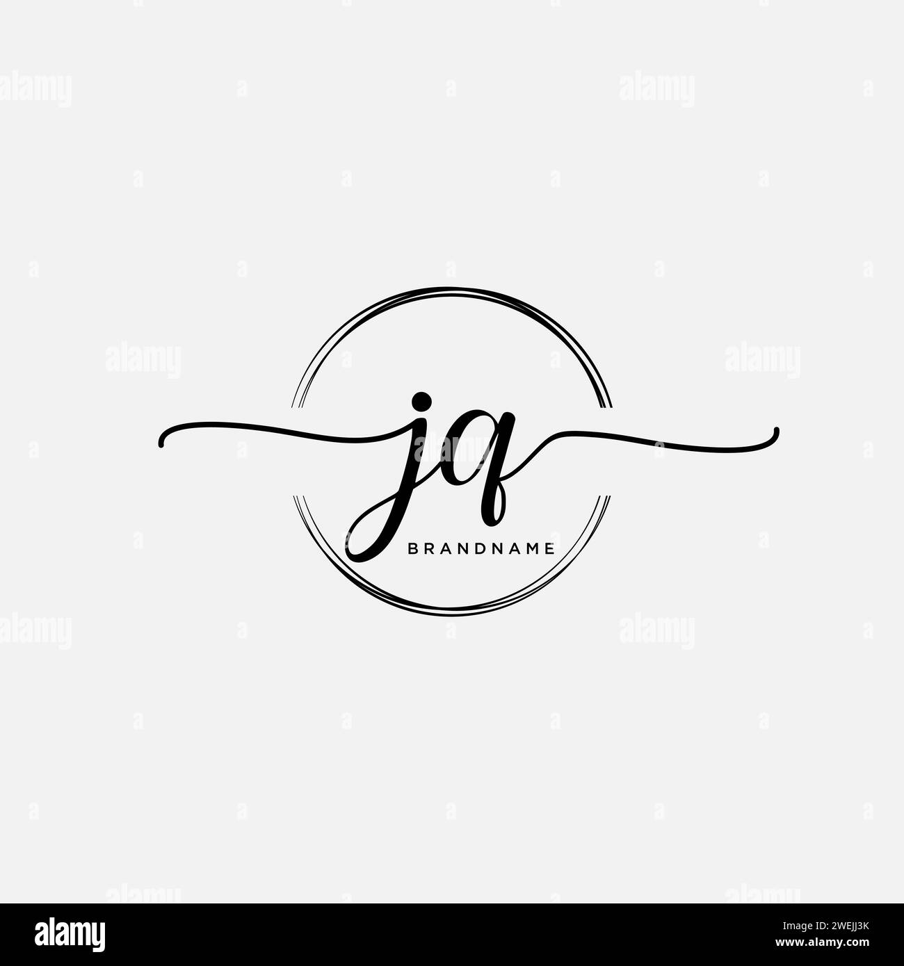 JQ Initial handwriting logo with circle Stock Vector