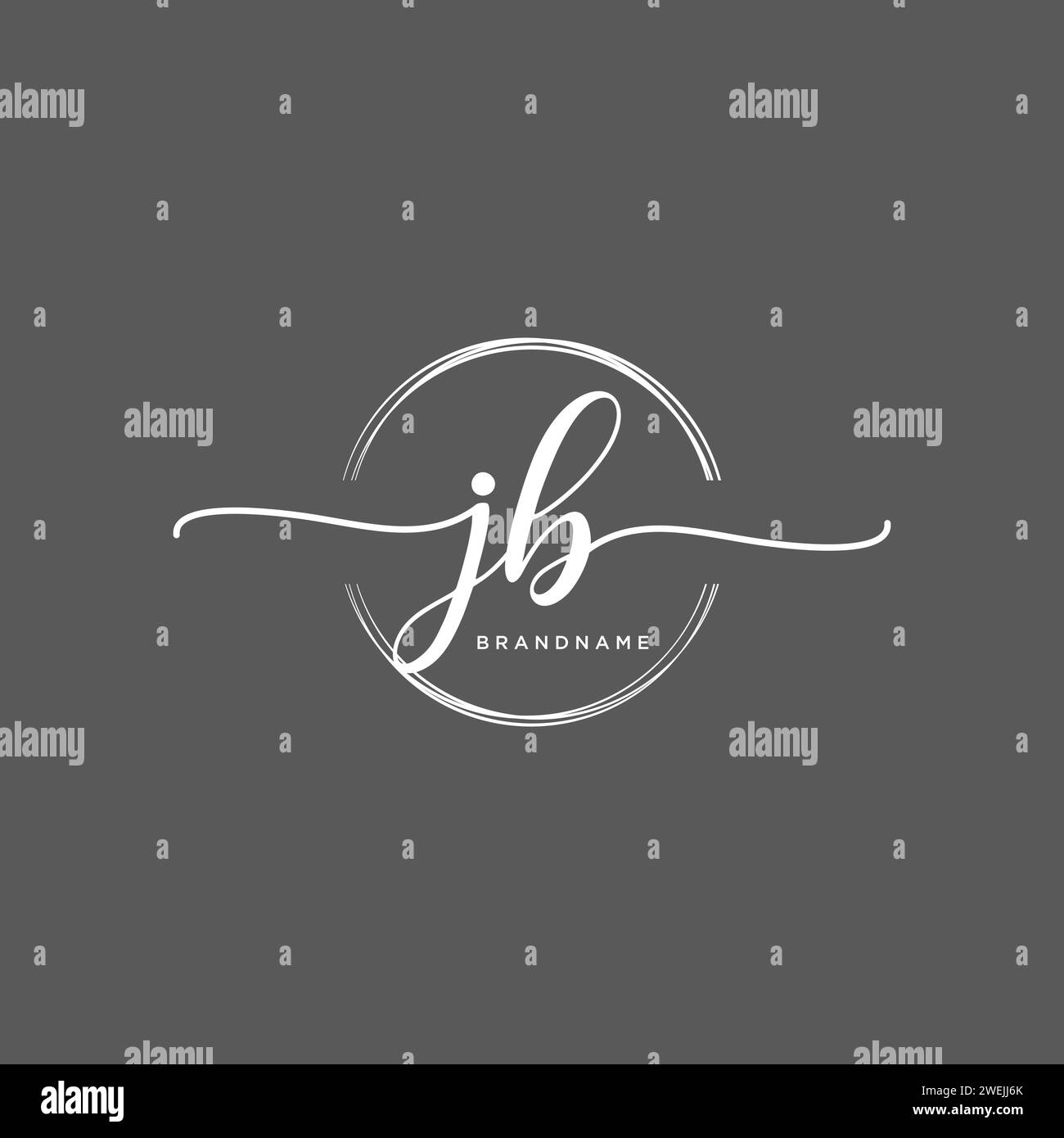 JB Initial handwriting logo with circle Stock Vector