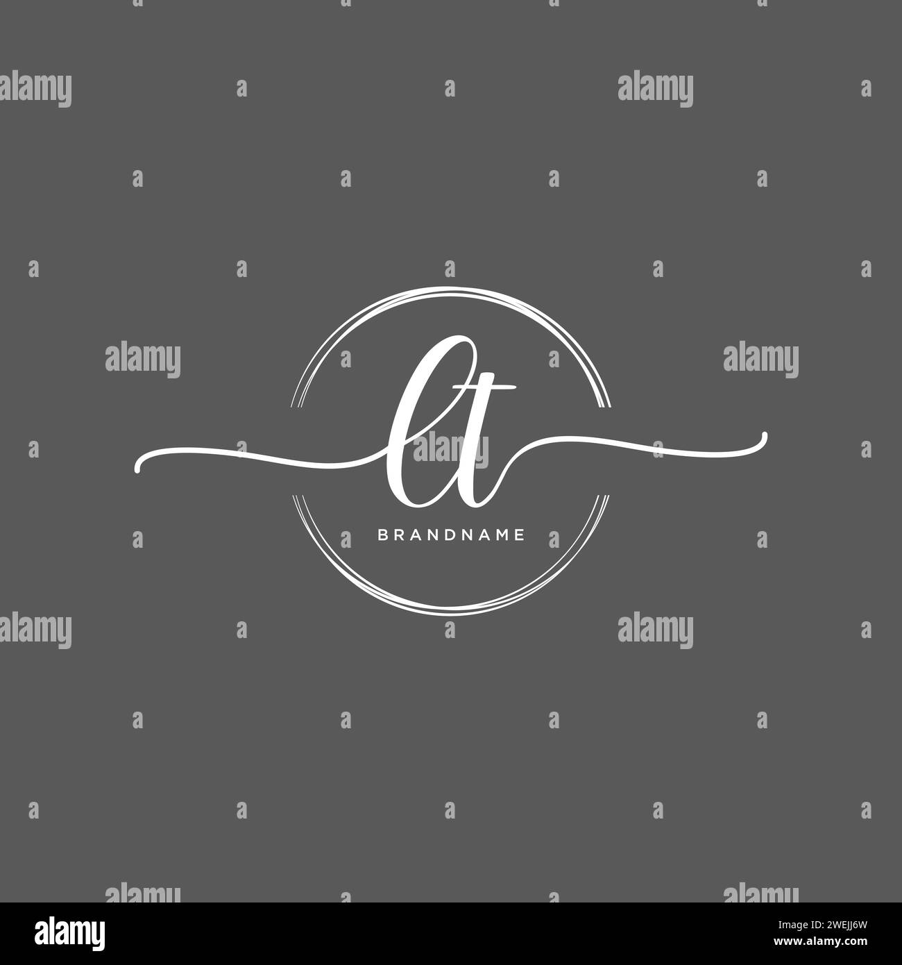 LT Initial handwriting logo with circle Stock Vector