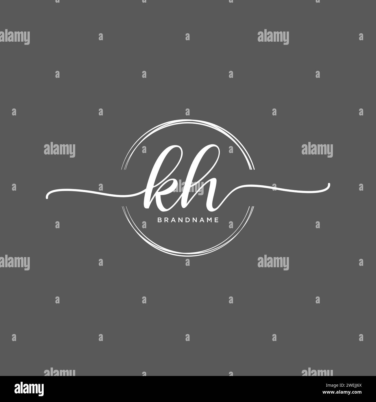 KH Initial handwriting logo with circle Stock Vector