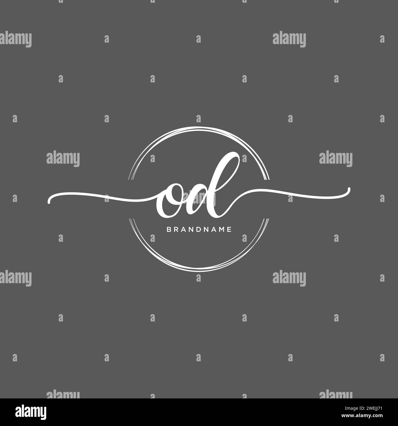 OD Initial handwriting logo with circle Stock Vector