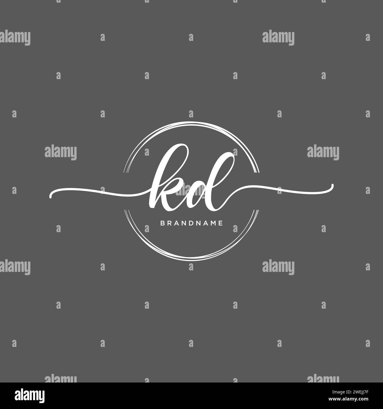 KD Initial handwriting logo with circle Stock Vector