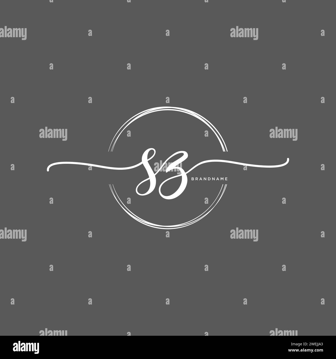 SZ Initial handwriting logo with circle Stock Vector