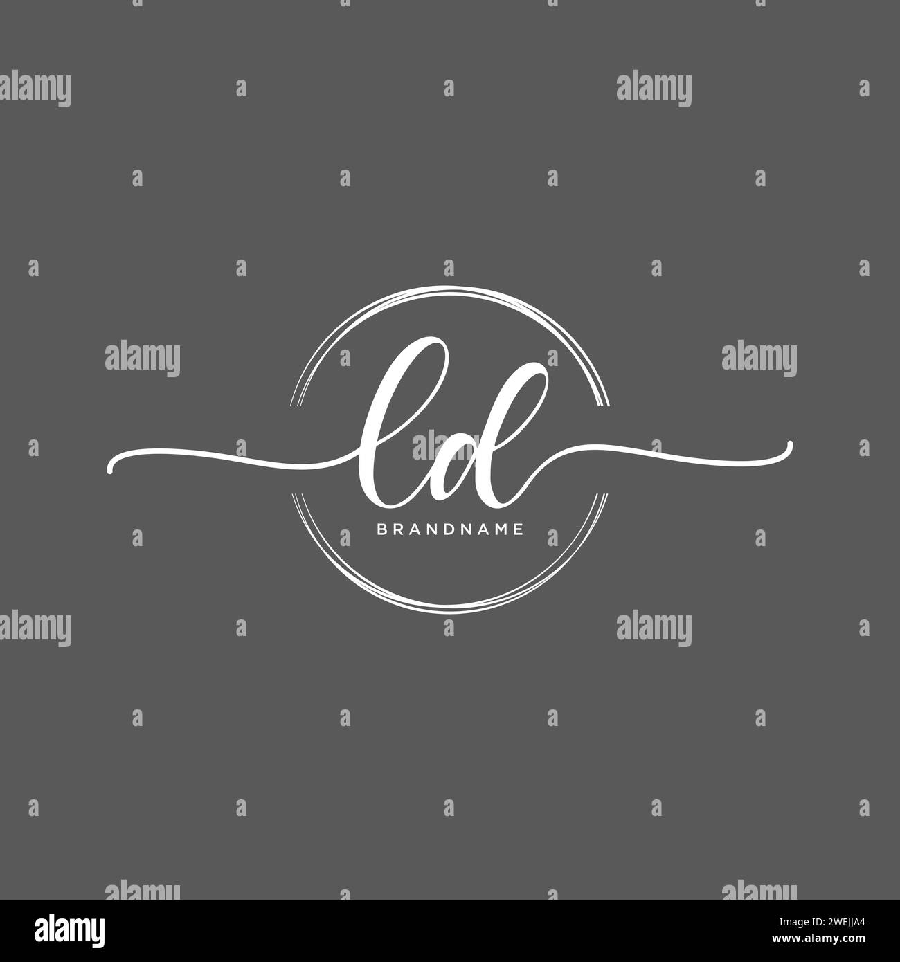 LD Initial handwriting logo with circle Stock Vector