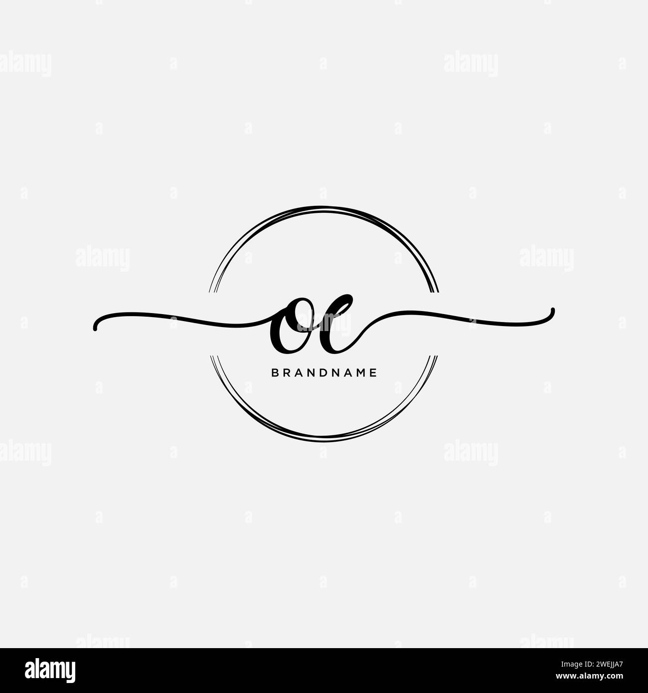 OE Initial handwriting logo with circle Stock Vector