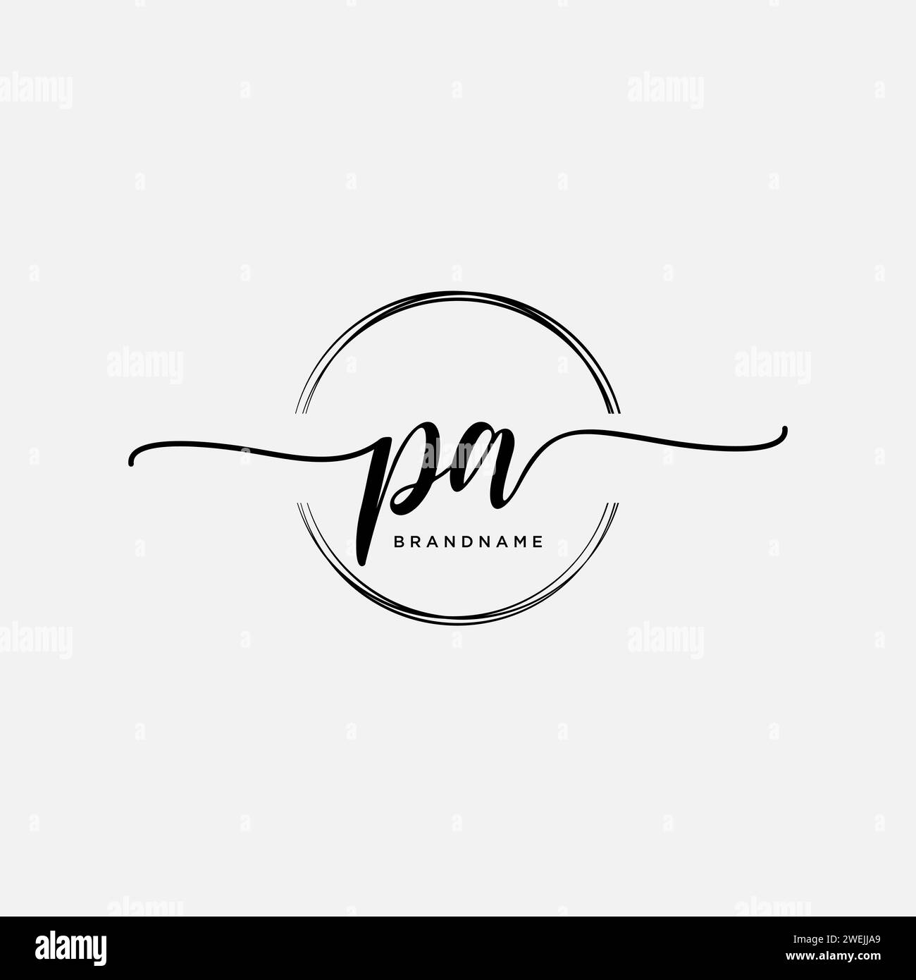 PA Initial handwriting logo with circle Stock Vector