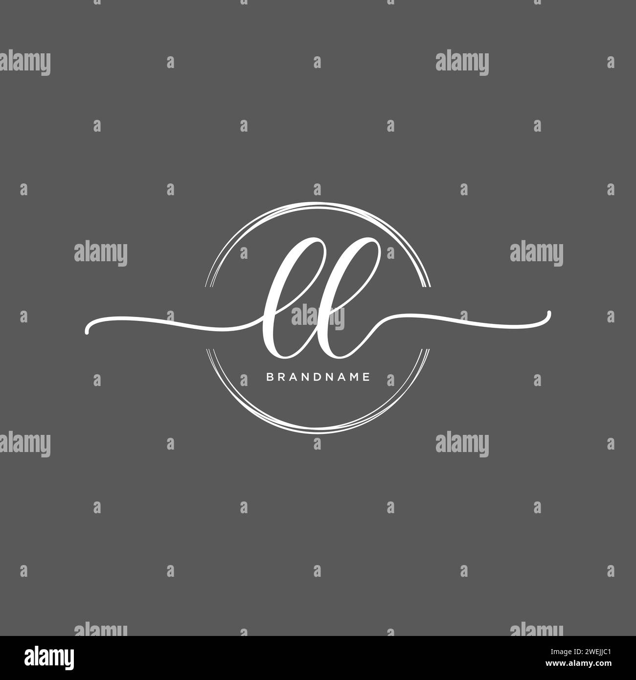LL Initial handwriting logo with circle Stock Vector