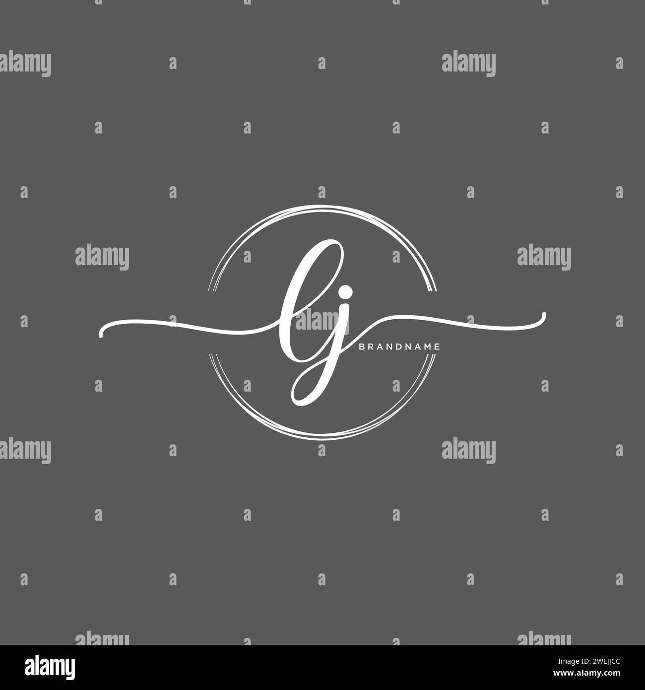 LJ Initial handwriting logo with circle Stock Vector