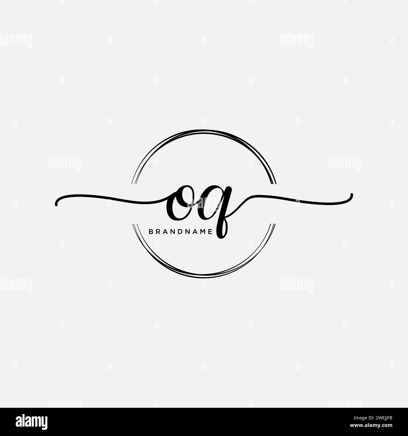 OQ Initial handwriting logo with circle Stock Vector