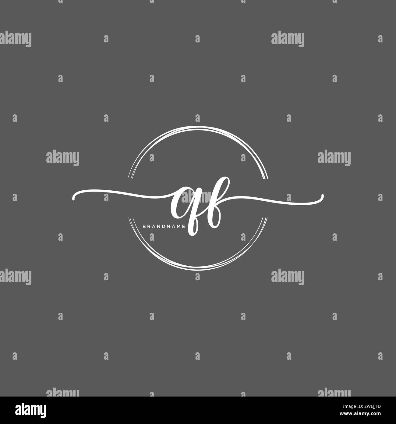 QF Initial handwriting logo with circle Stock Vector