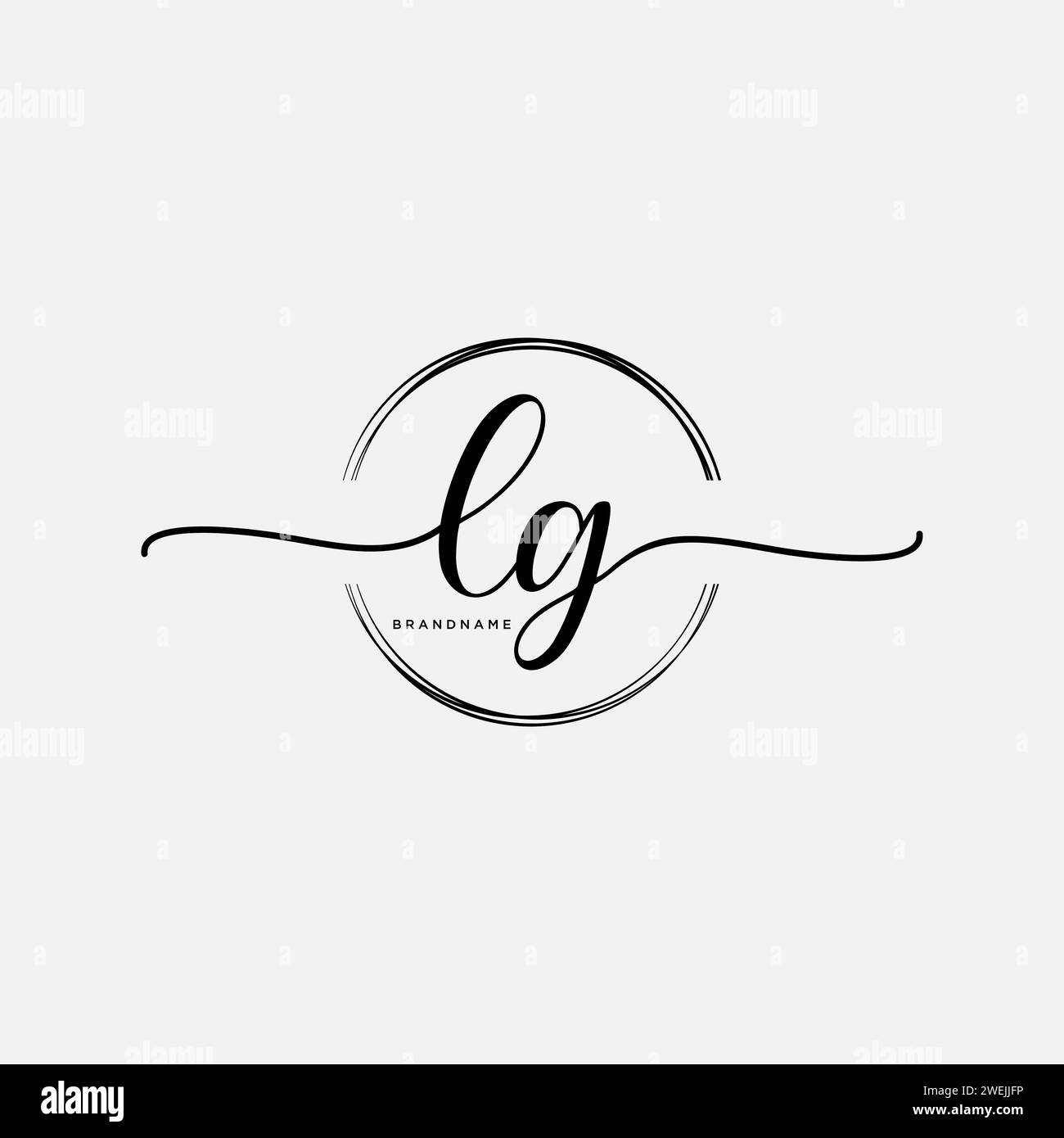LG Initial handwriting logo with circle Stock Vector
