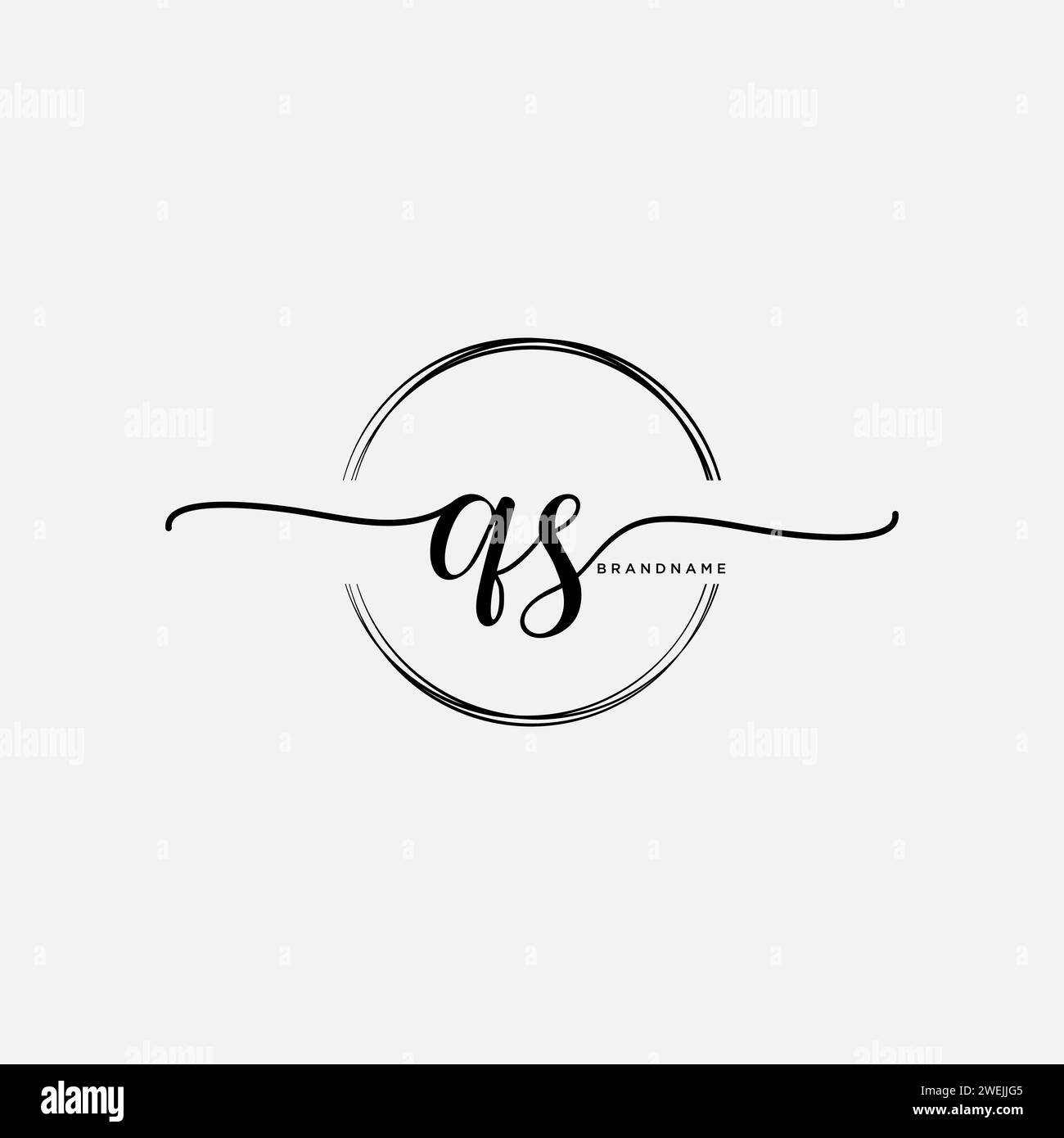 QS Initial handwriting logo with circle Stock Vector