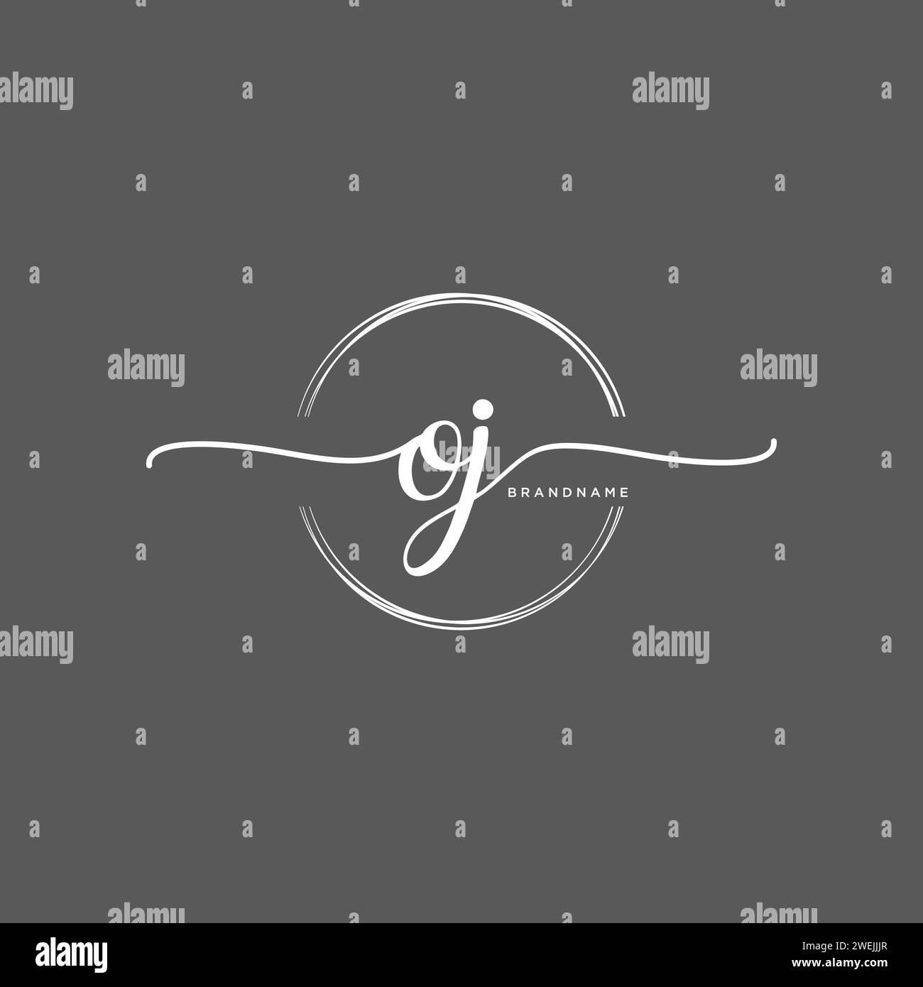 OJ Initial handwriting logo with circle Stock Vector