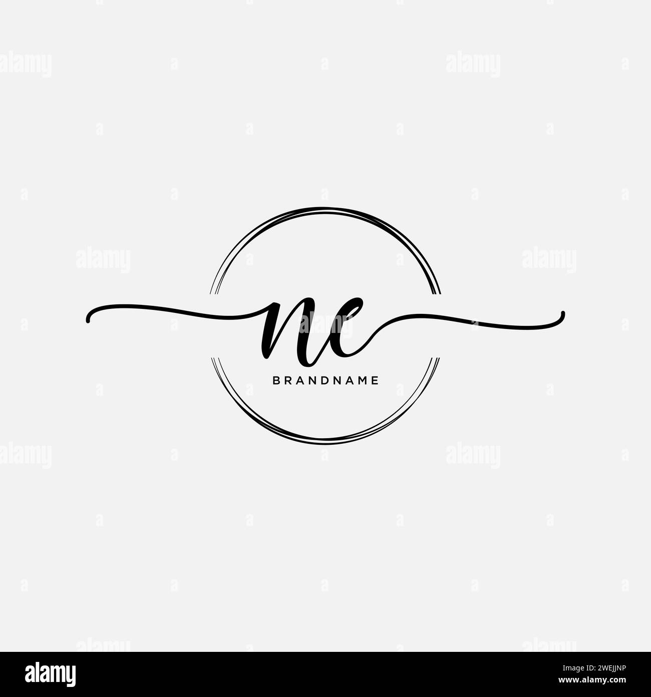 NE Initial handwriting logo with circle Stock Vector
