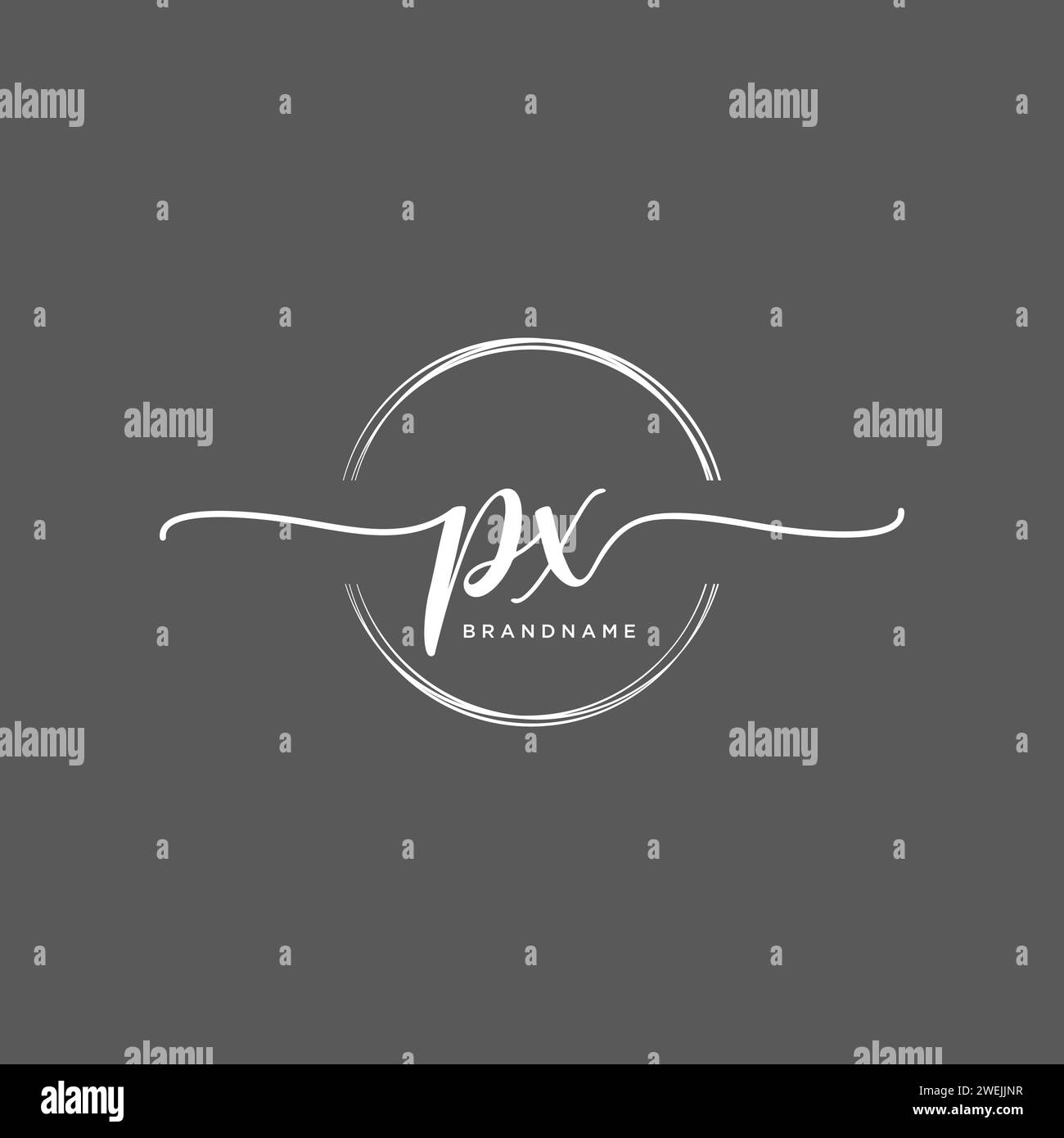 PX Initial handwriting logo with circle Stock Vector