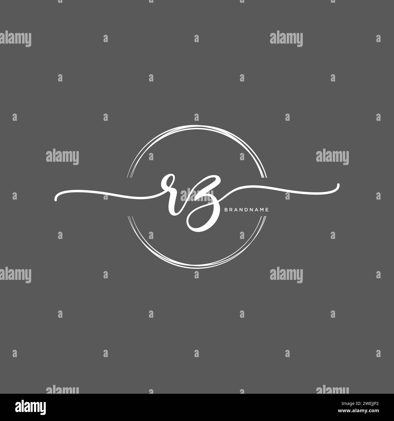 RZ Initial handwriting logo with circle Stock Vector