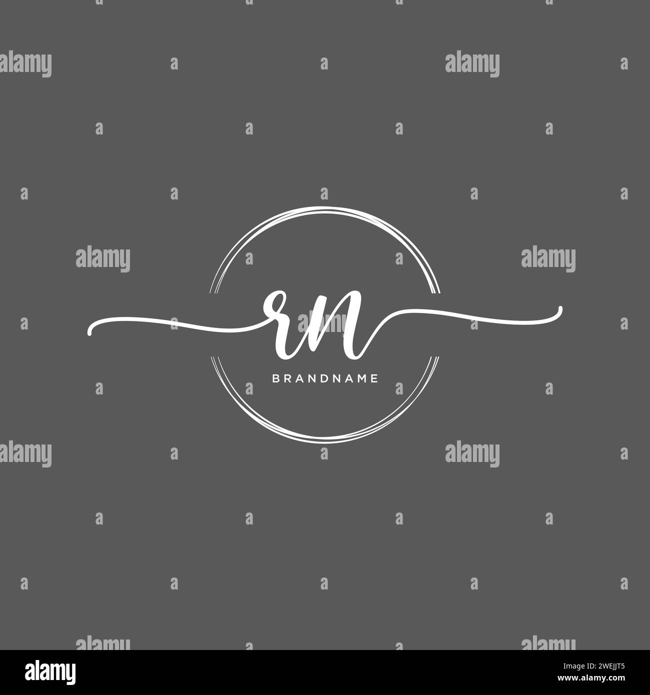 RN Initial handwriting logo with circle Stock Vector