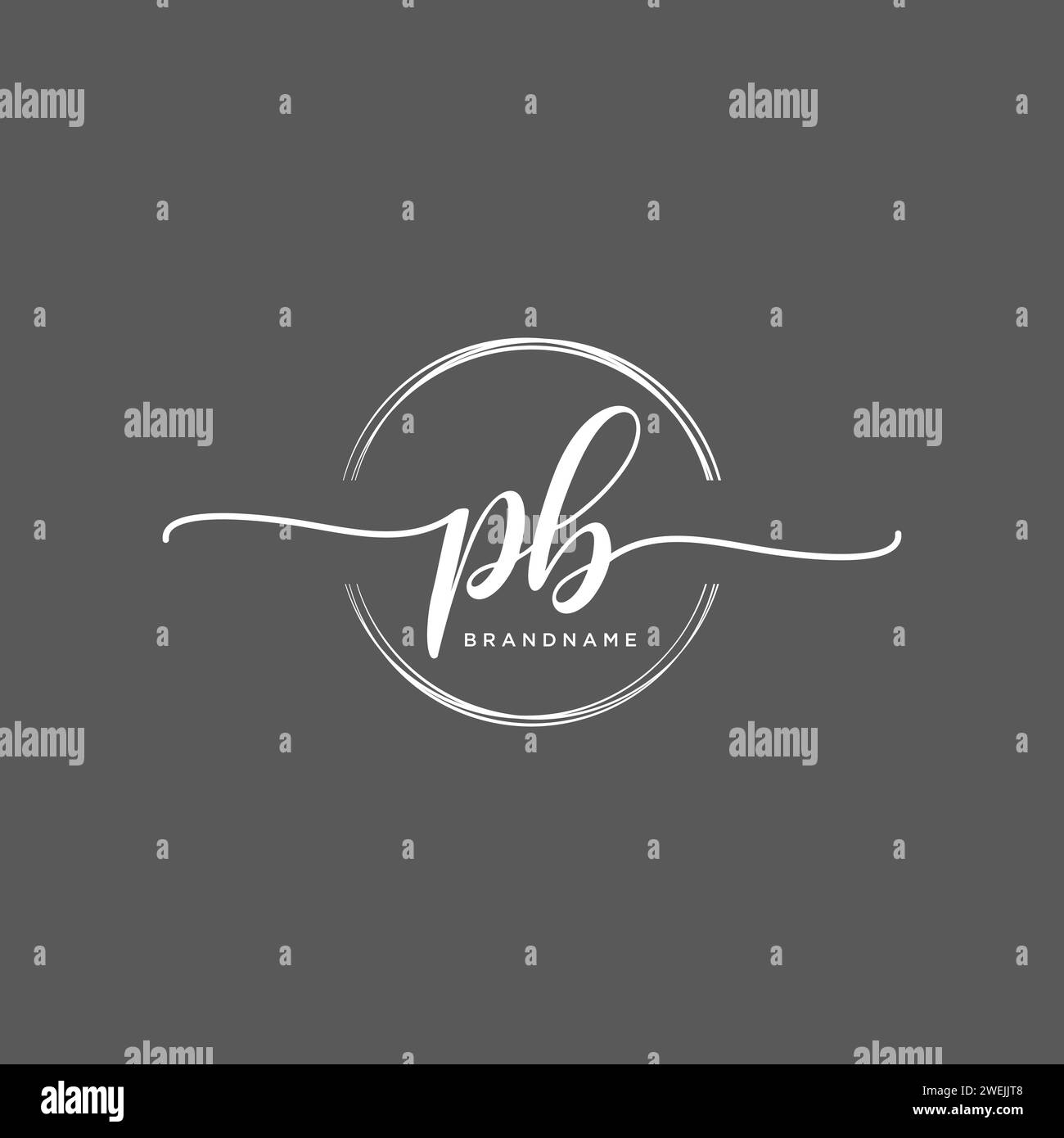 PB Initial handwriting logo with circle Stock Vector