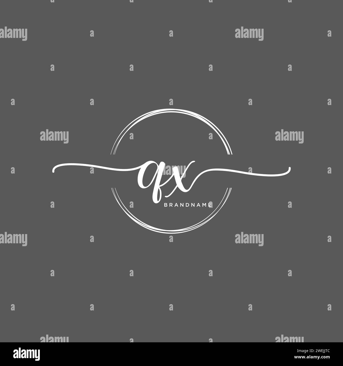 QX Initial handwriting logo with circle Stock Vector