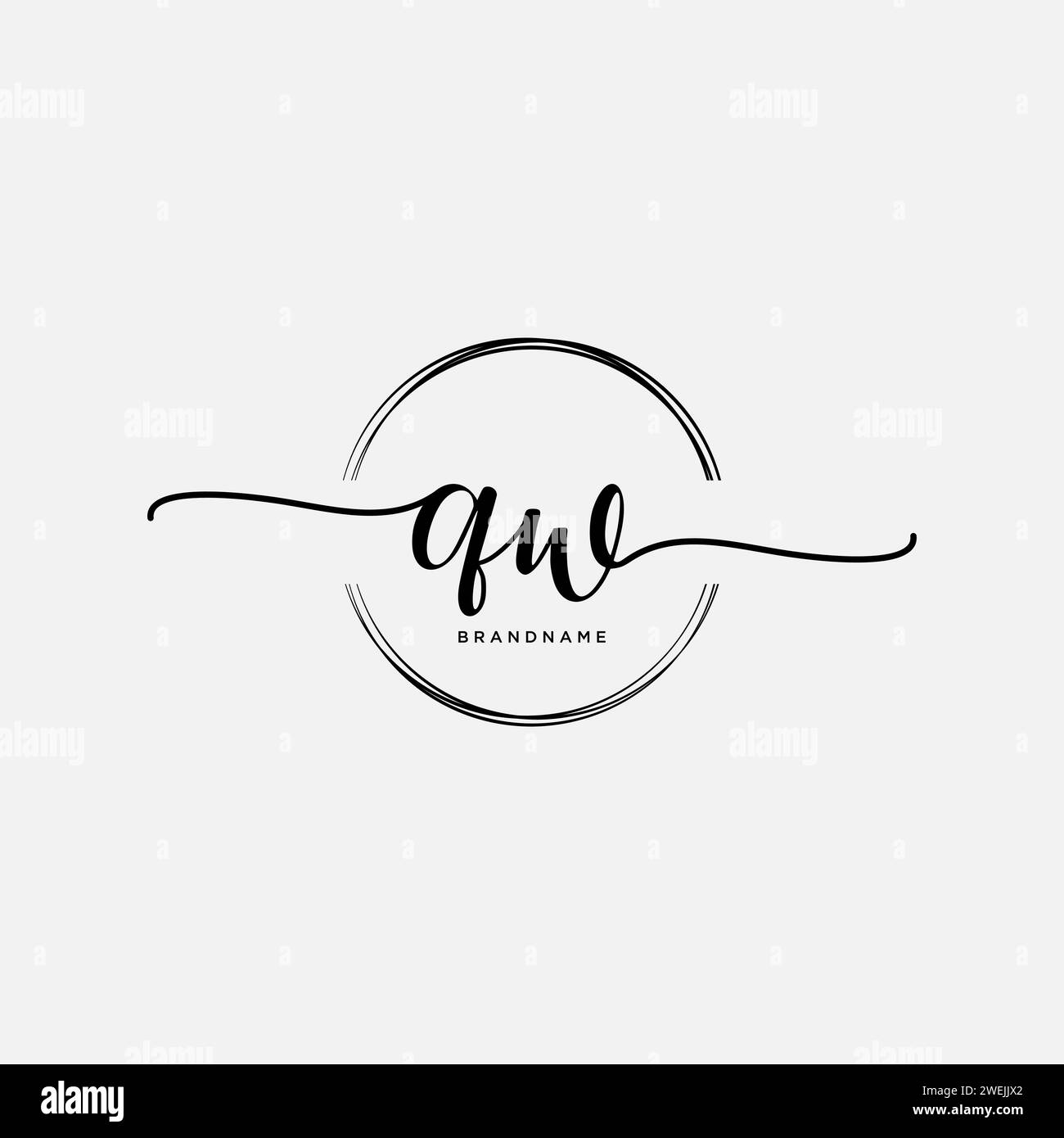 QW Initial handwriting logo with circle Stock Vector