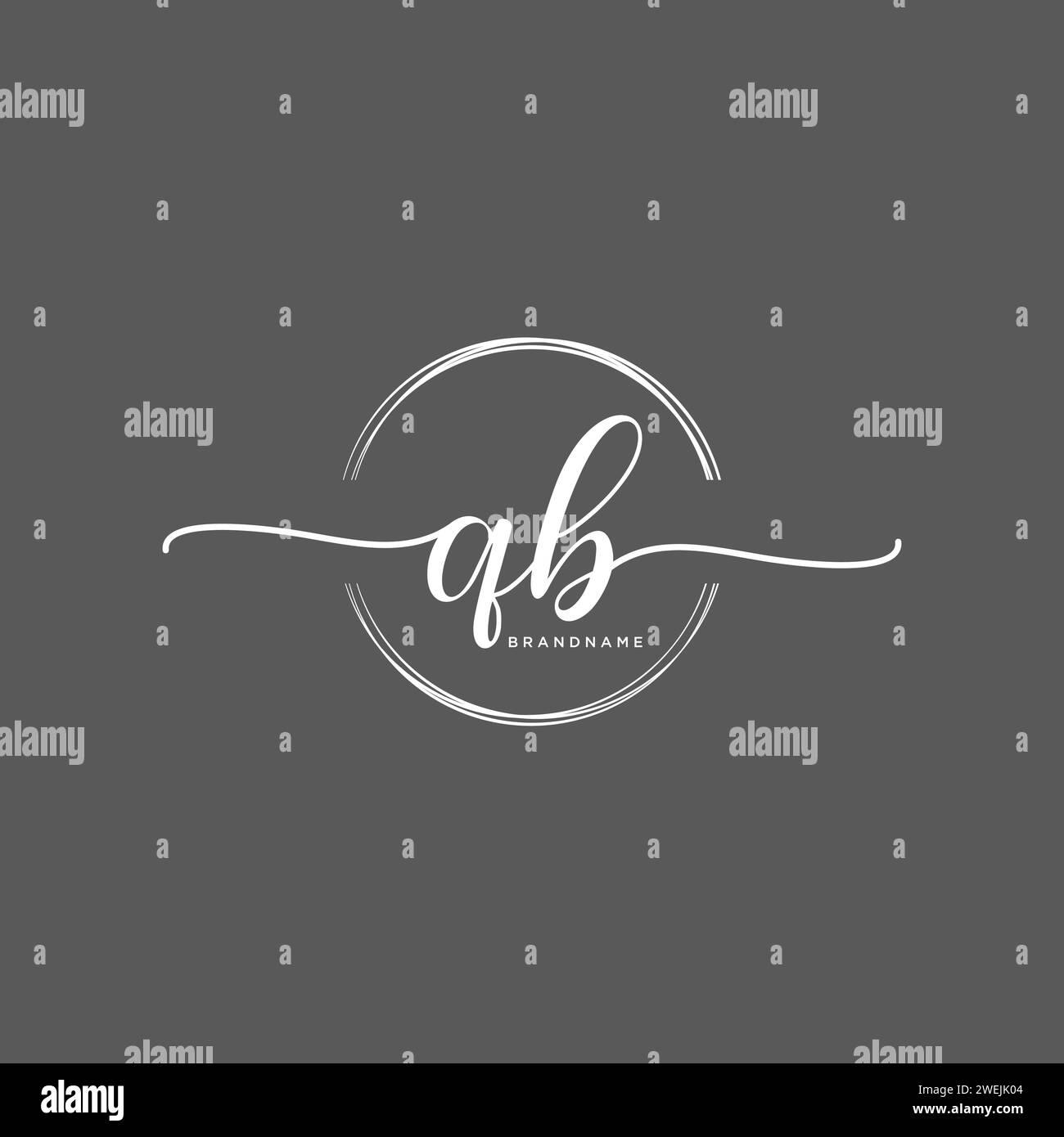 QB Initial handwriting logo with circle Stock Vector