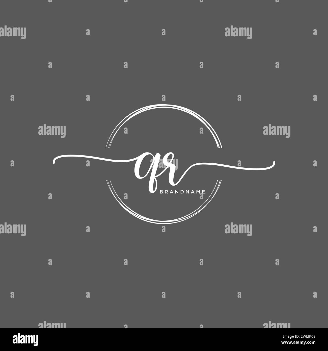 QR Initial handwriting logo with circle Stock Vector
